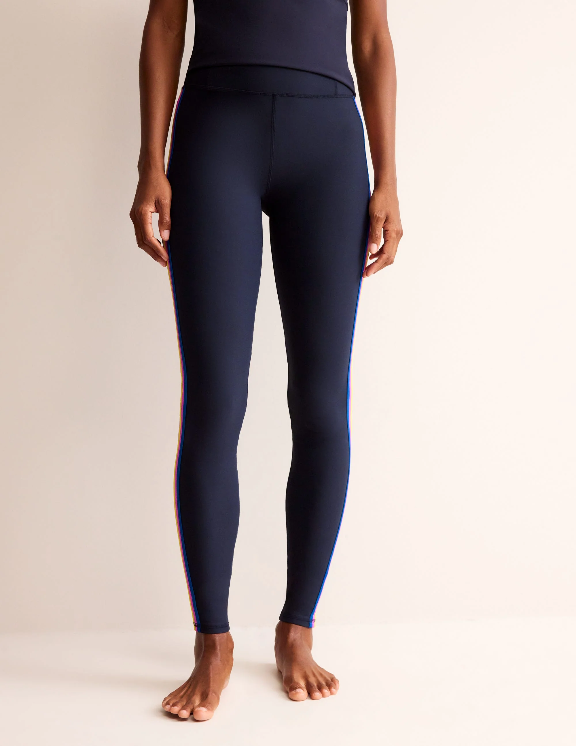 Side Stripe Leggings-Navy Side Stripe - Image 4