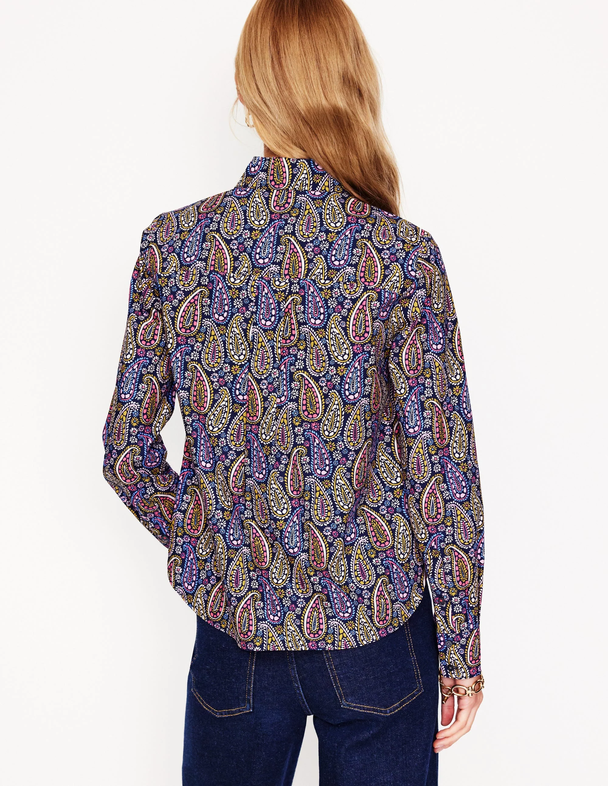 Sienna Cotton Shirt-Dawn Blue, Illustrated Paisley - Image 3