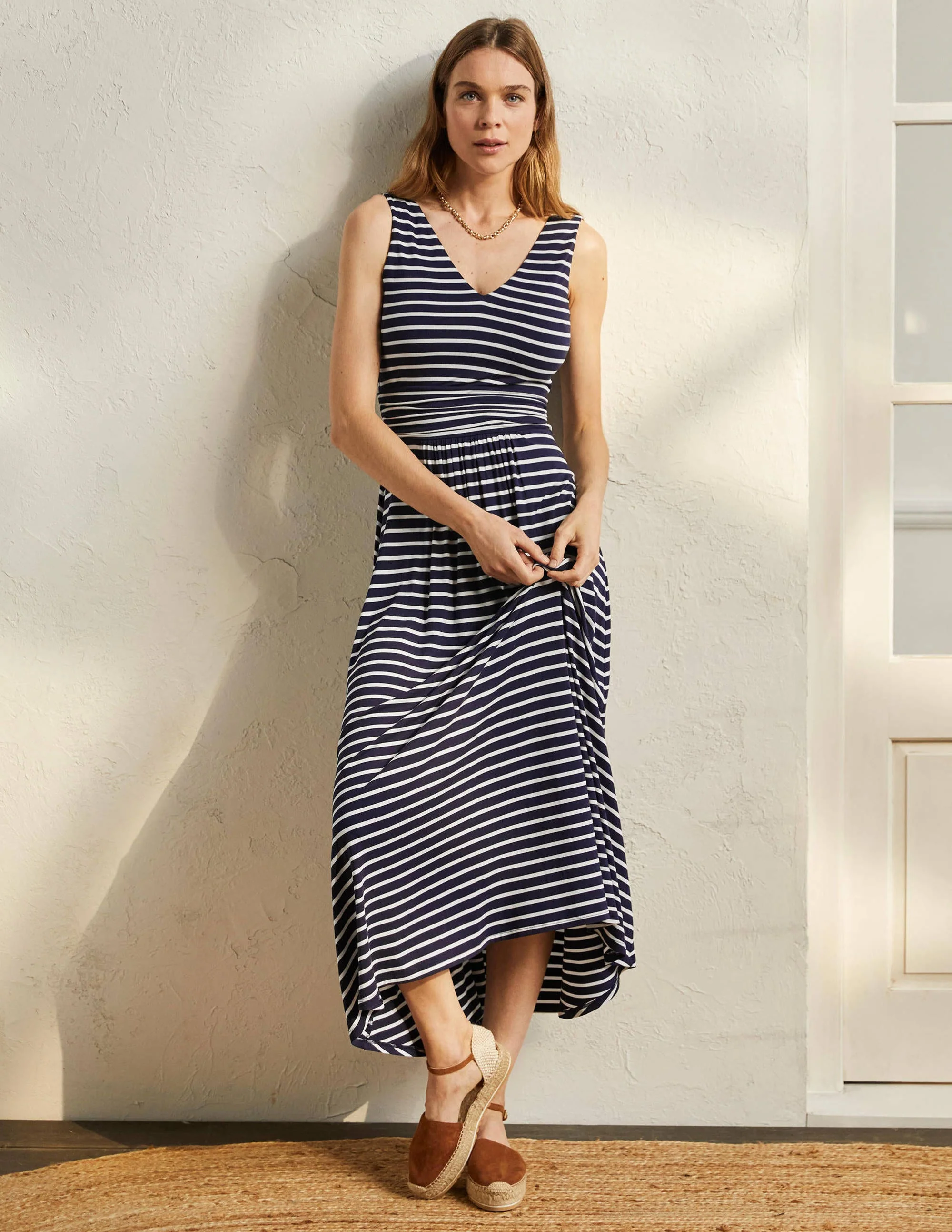 Sienna Jersey Maxi Dress-Navy/Ivory