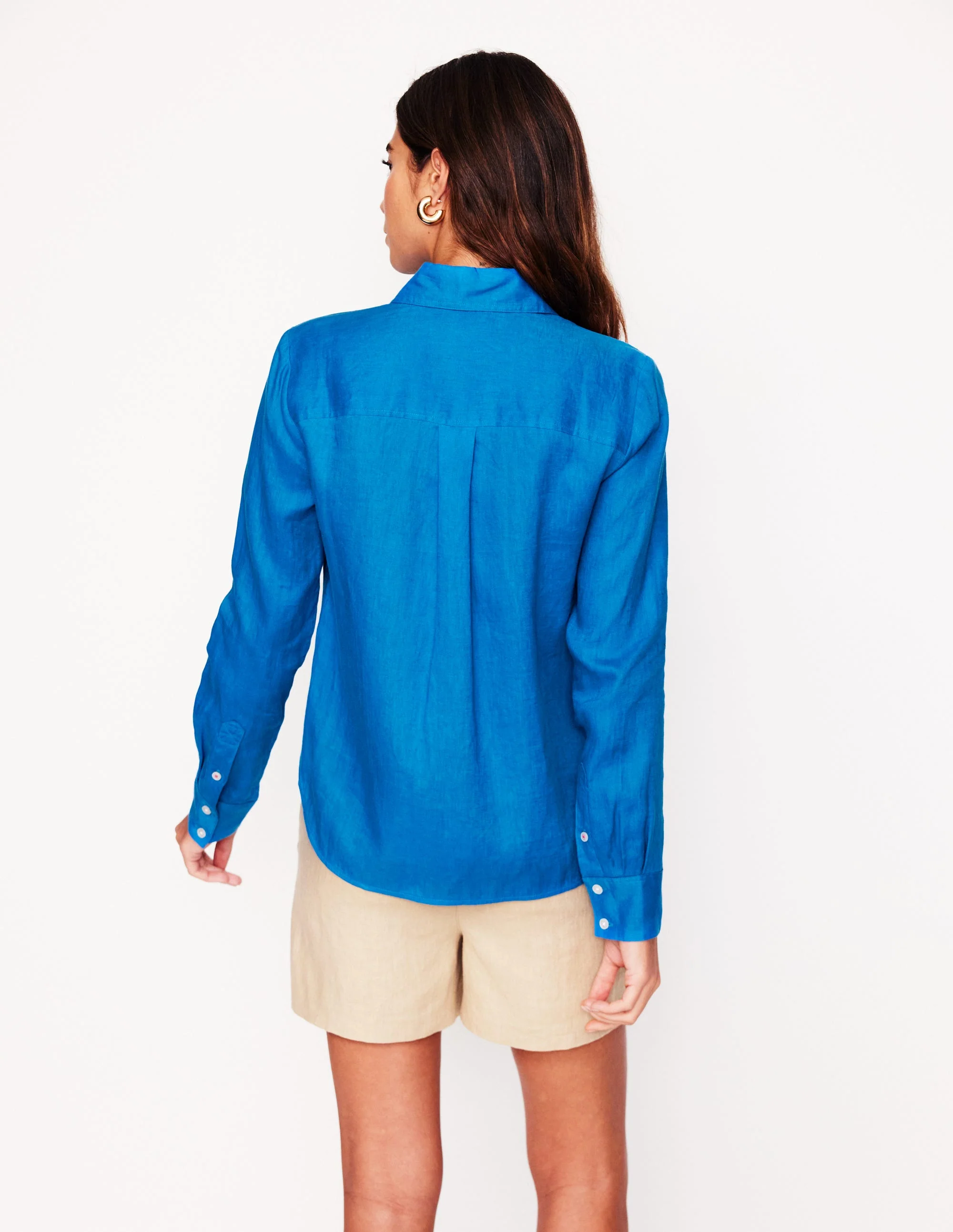 Sienna Linen Shirt-Cerulean Blue - Image 3