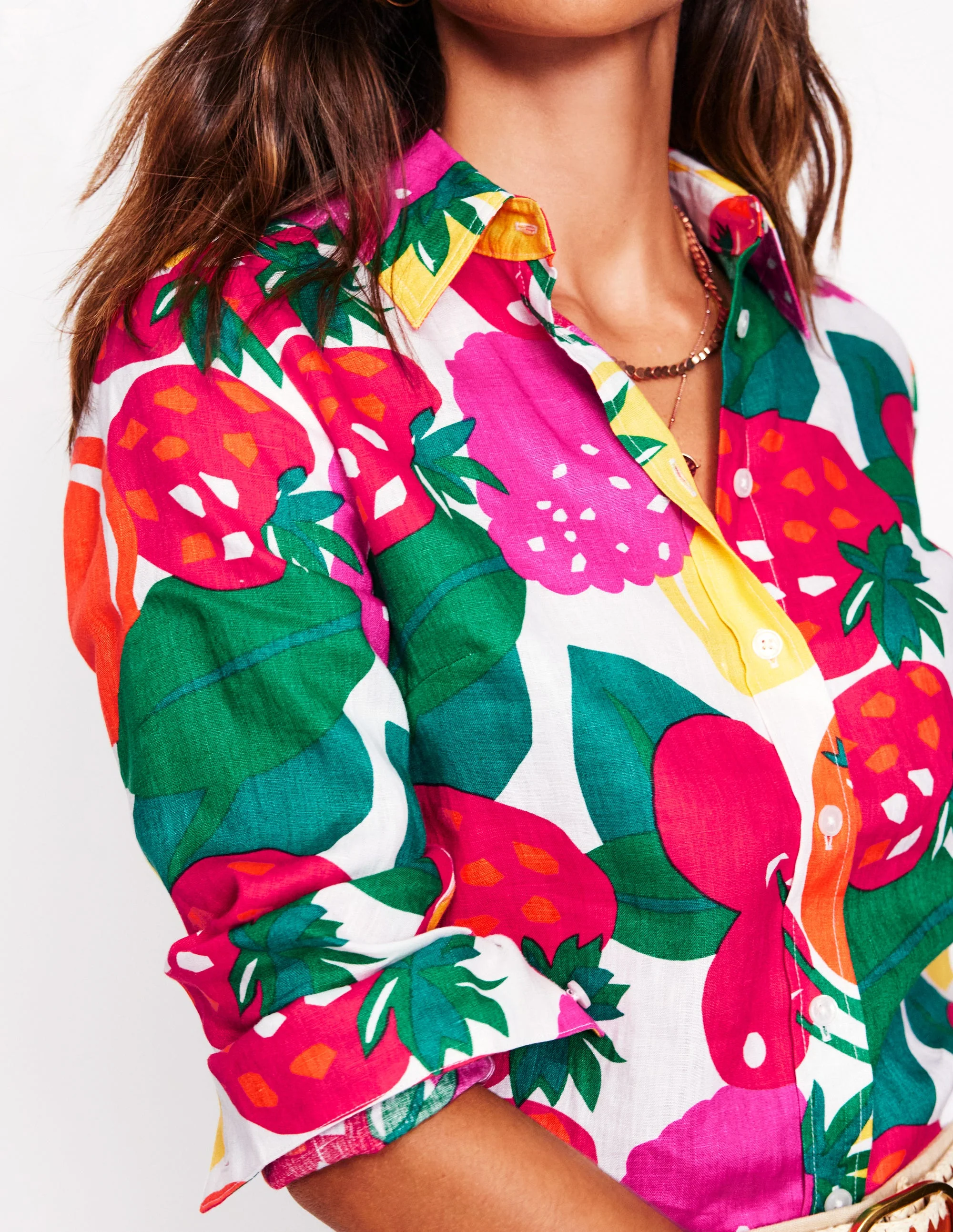 Sienna Linen Shirt-Multi, Summer Fruits - Image 2