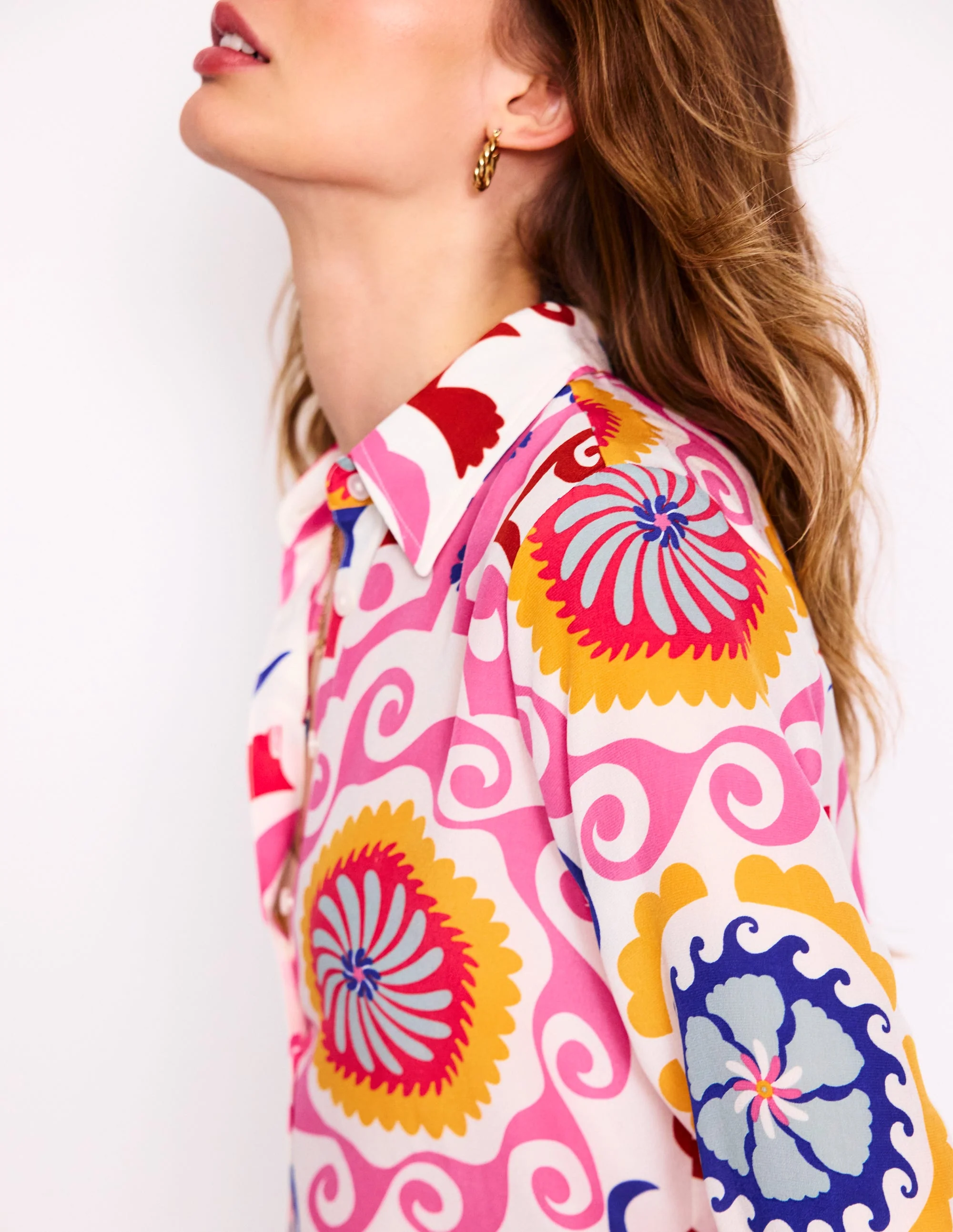 Sienna Silk Shirt-Multi, Ornamental Wave - Image 2