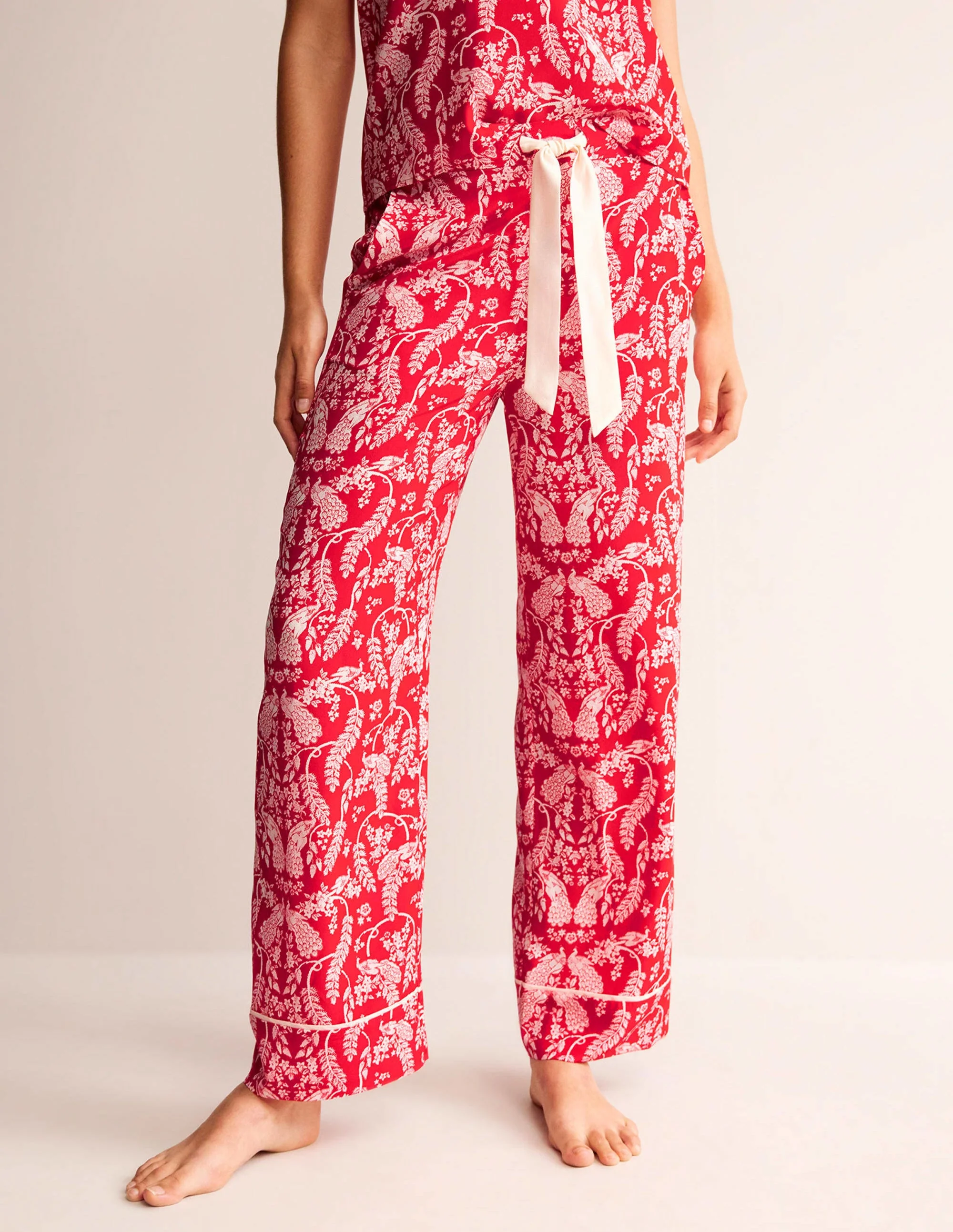 Silk Pyjama Set-Hot Pepper, Peacock - Image 4