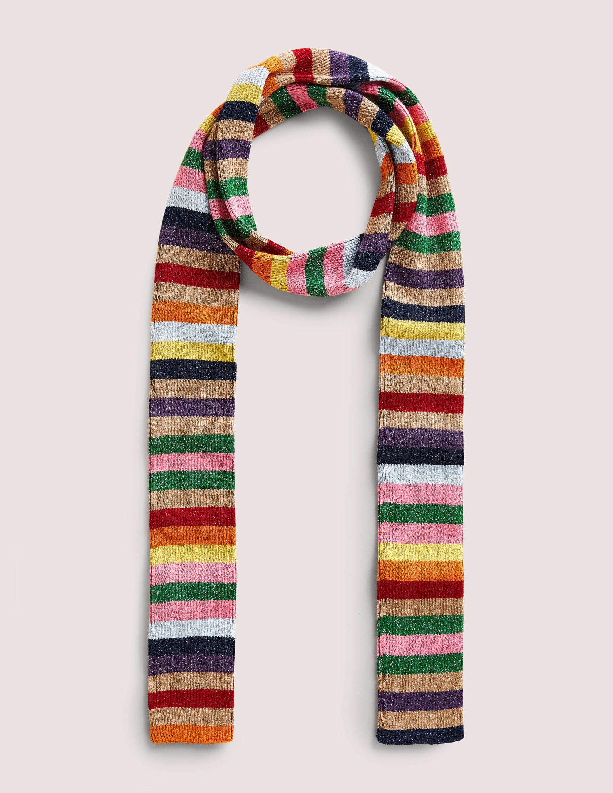 Skinny Stripe Scarf-Multi Rainbow