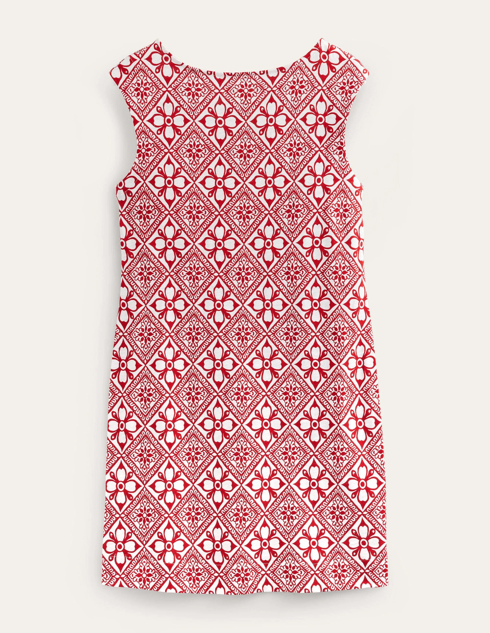Sleeveless Jersey Shift Dress-Poinsettia, Block Pome - Image 5