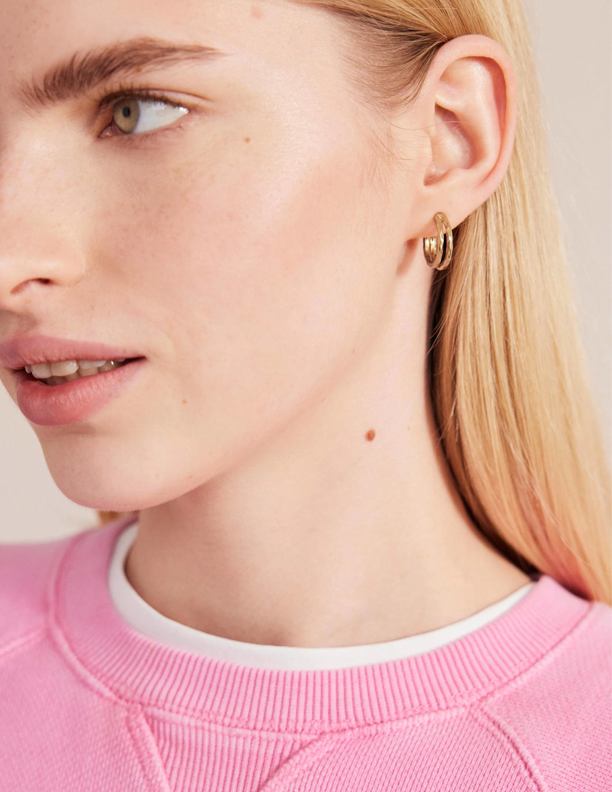 Small Double Hoop Earrings-Gold