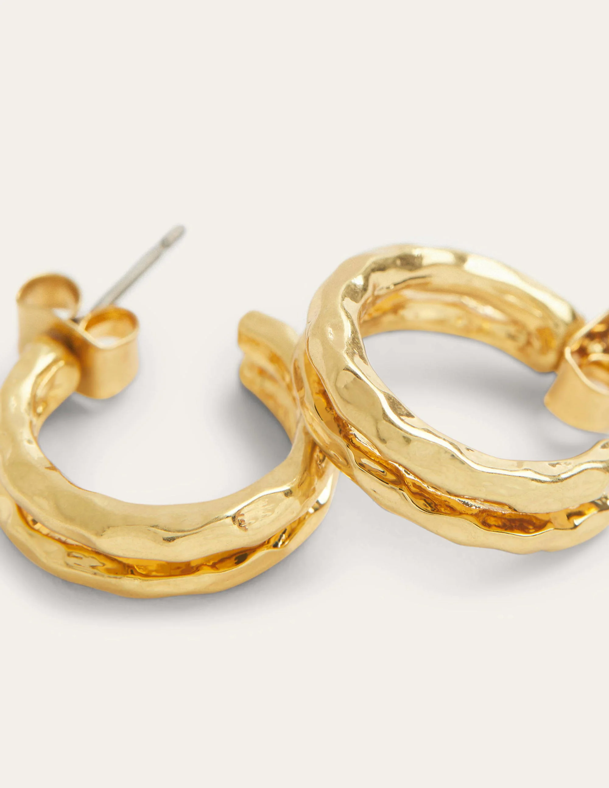 Small Double Hoop Earrings-Gold - Image 3