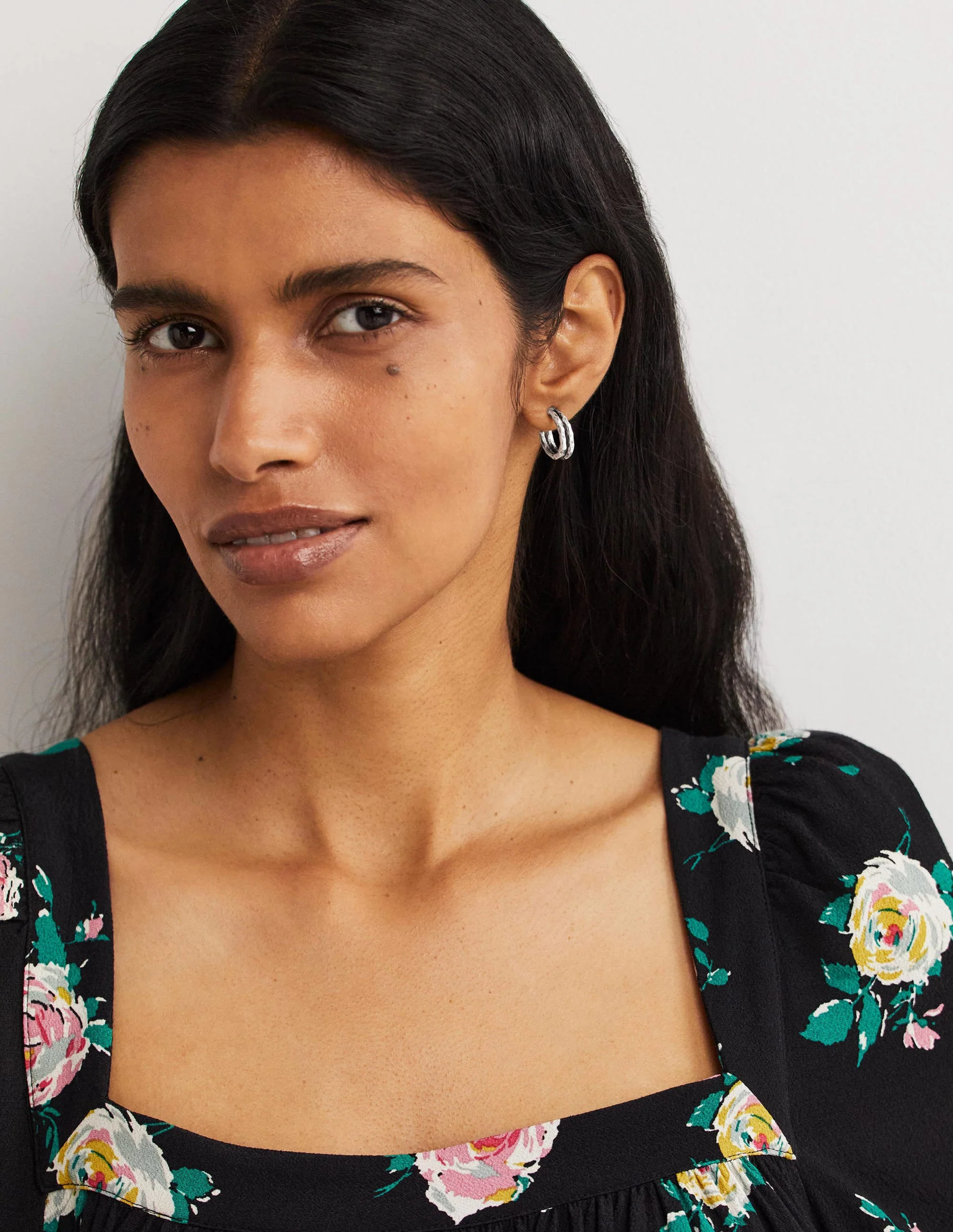 Small Double Hoop Earrings-Silver