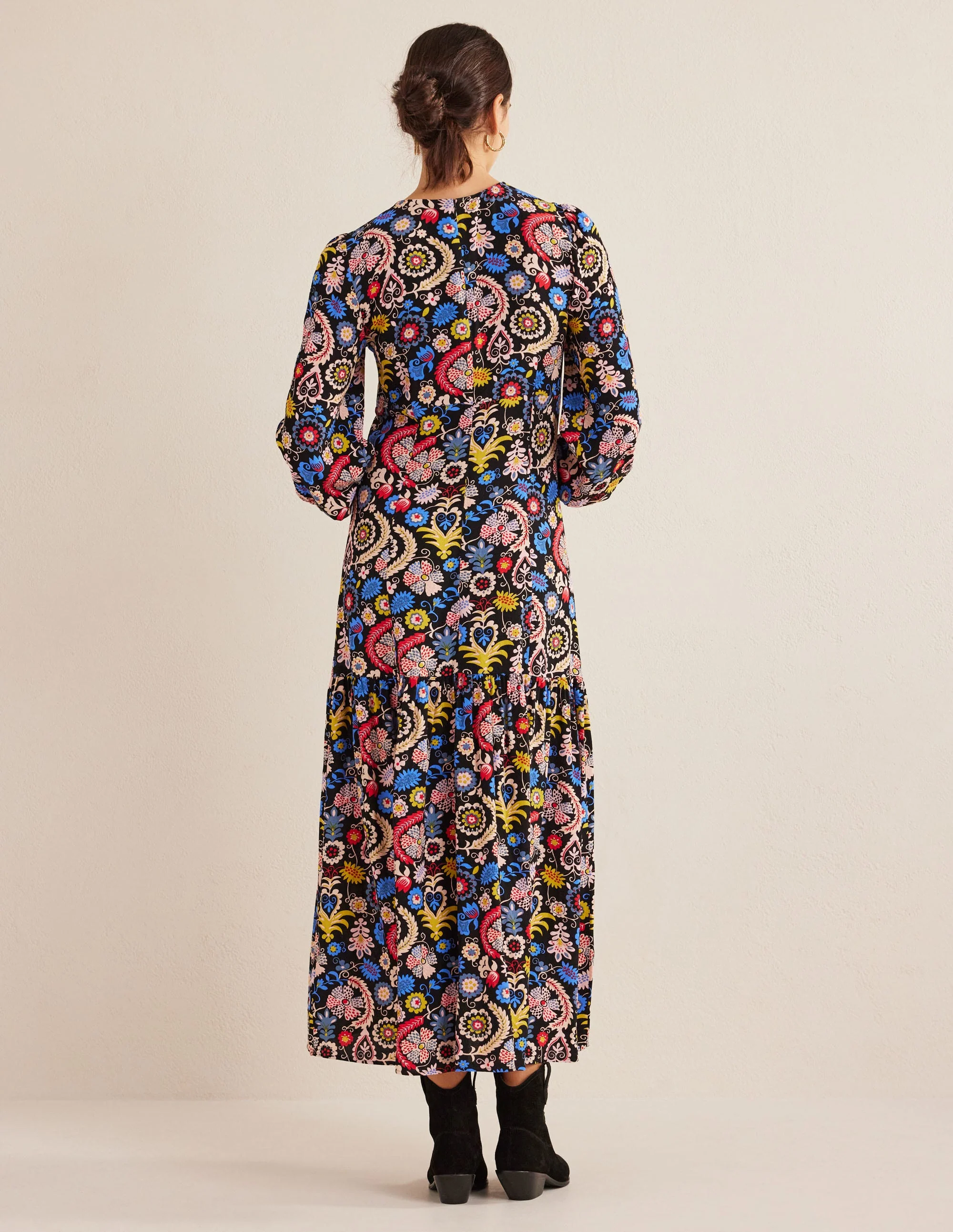 Smocked Cuff Maxi Tier Dress-Multi, Tropic Charm - Image 3