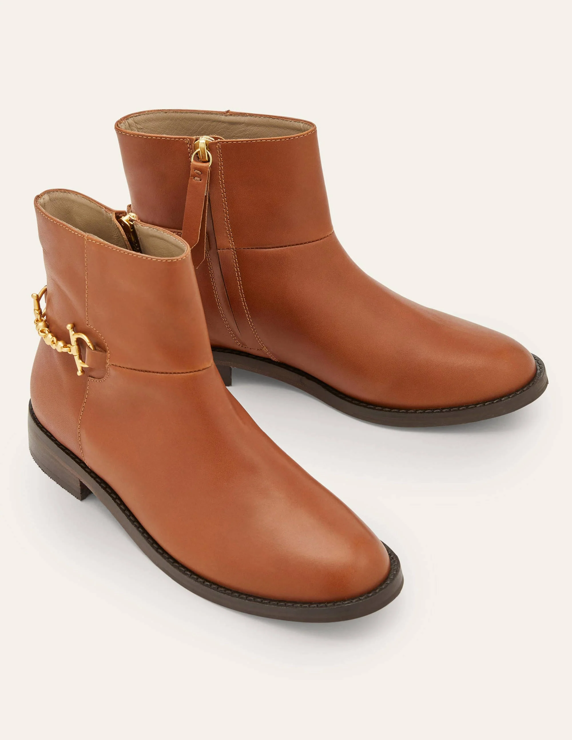 Snaffle Detail Ankle Boots-Dark Tan - Image 3