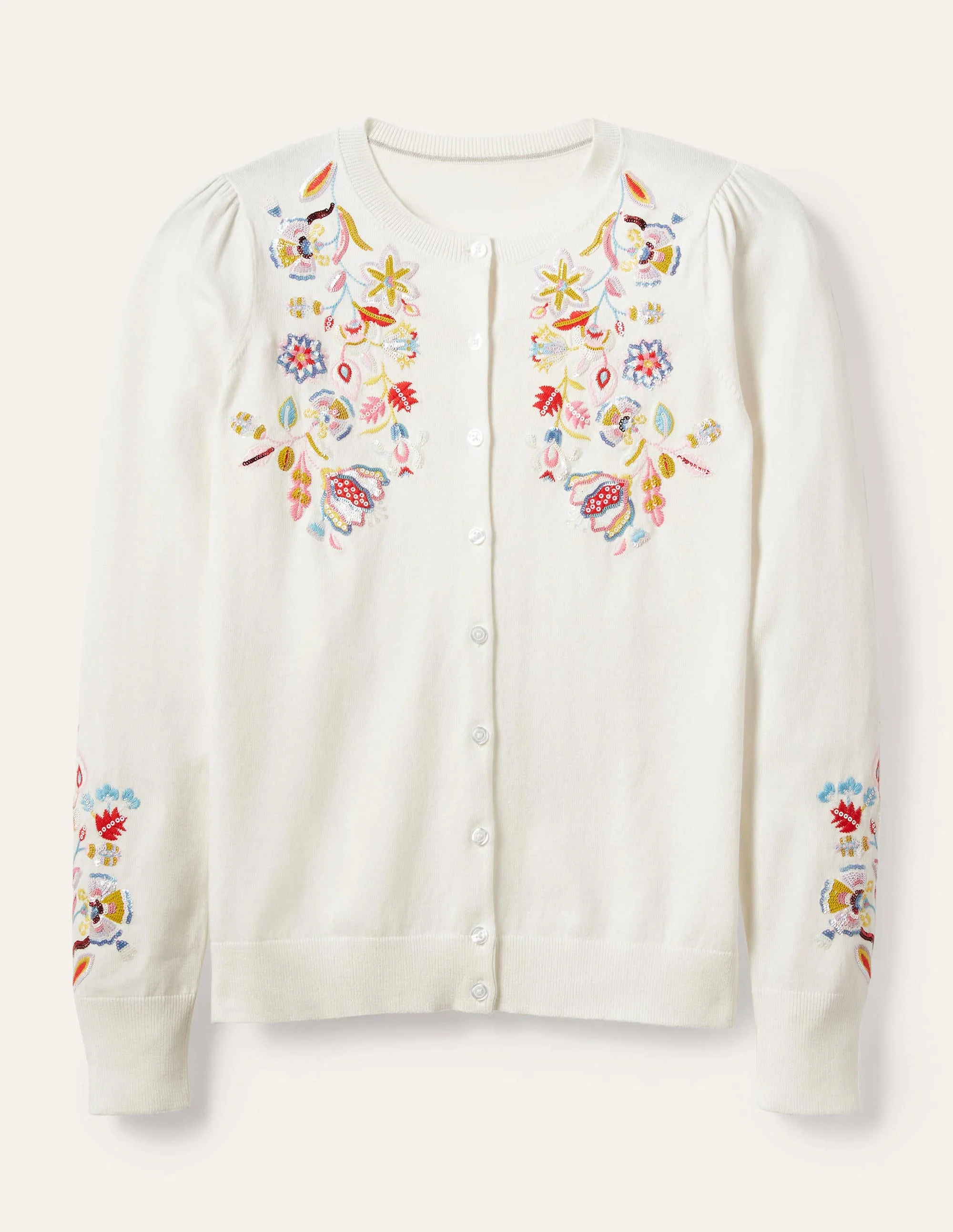 Somerset Embroidered Cardigan-Ivory - Image 5