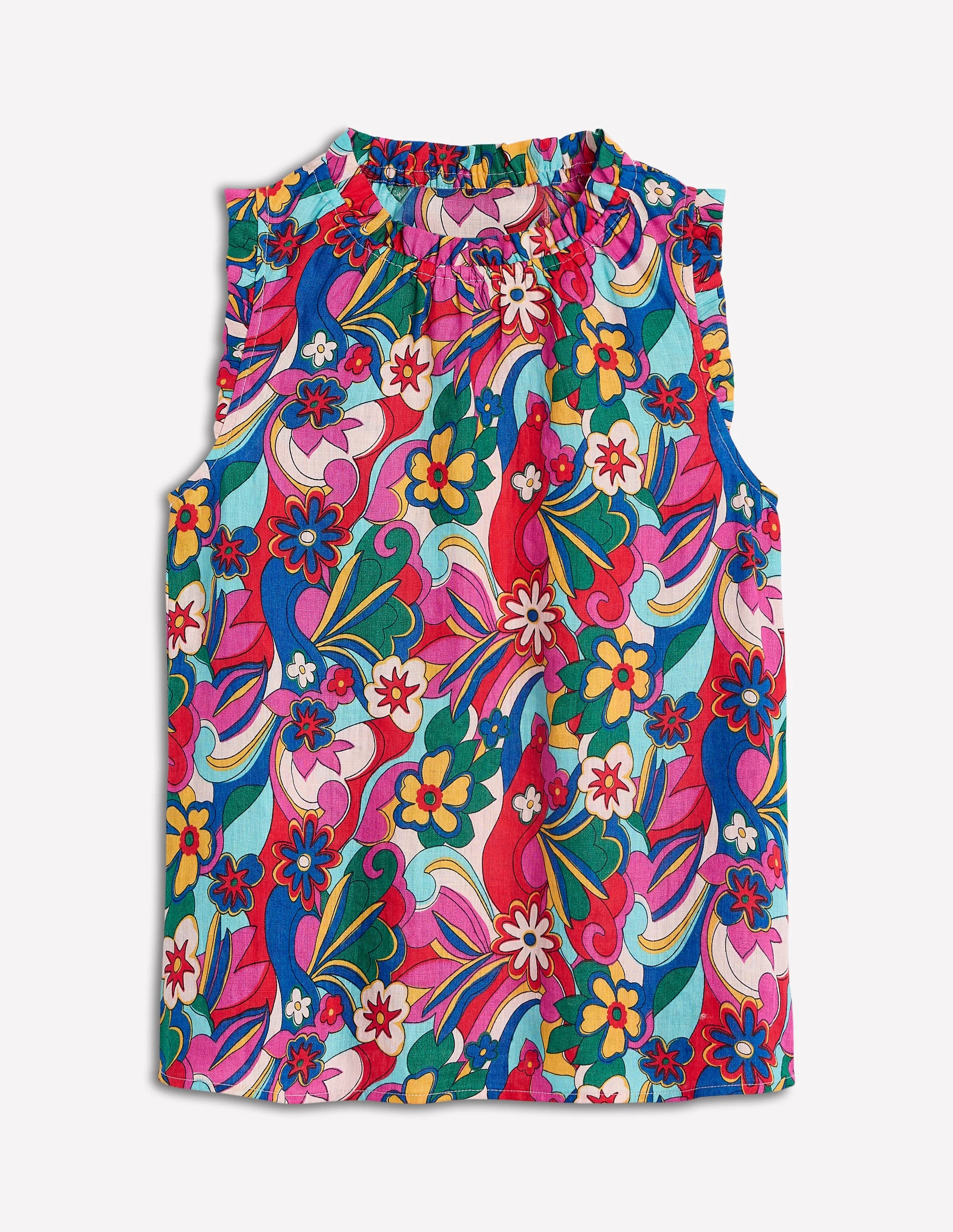 Sophie Ruffle Linen Top-Multi, Blossomy Pop - Image 6