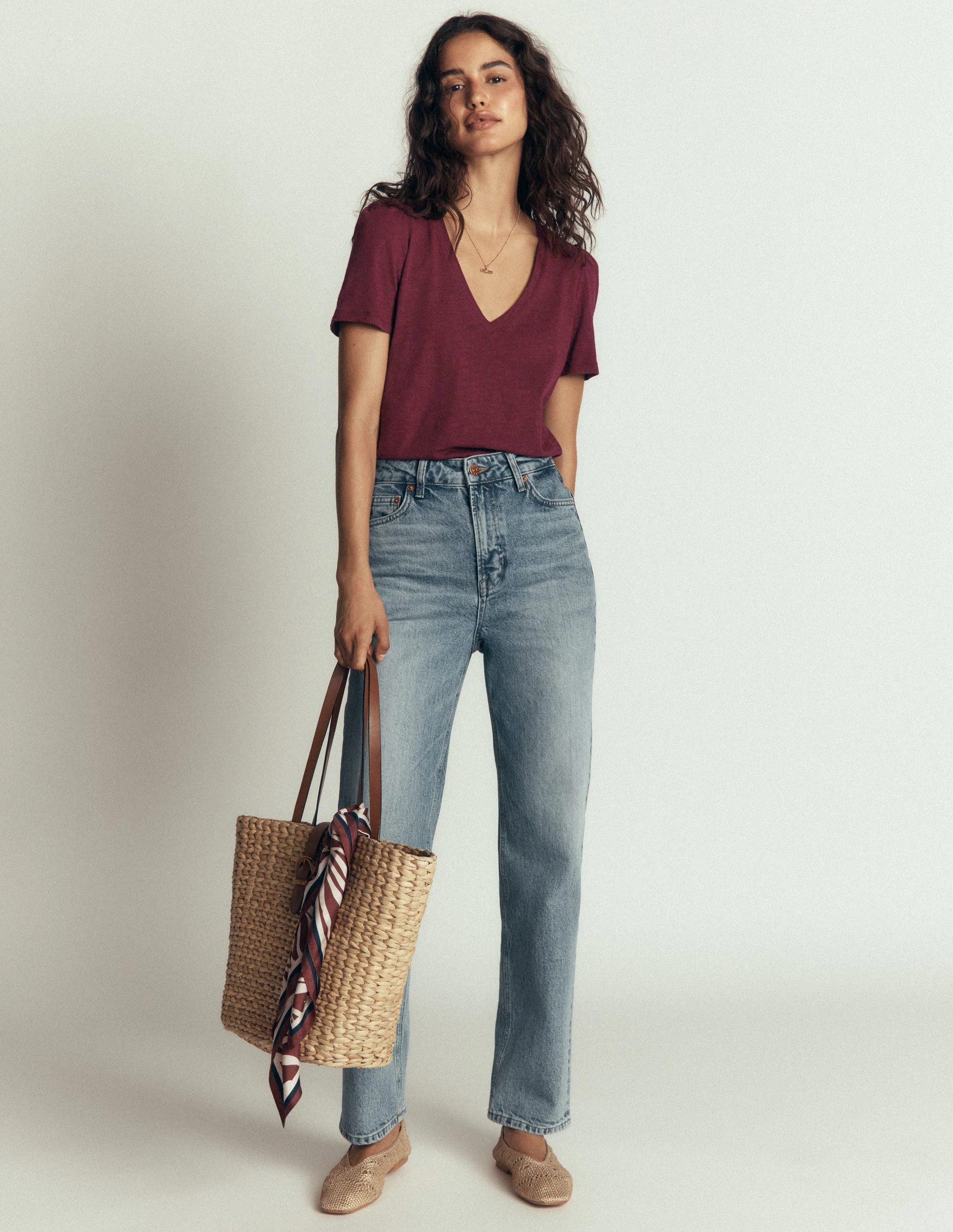 Sophie V-neck Slub T-shirt-Deep Wisteria - Image 3