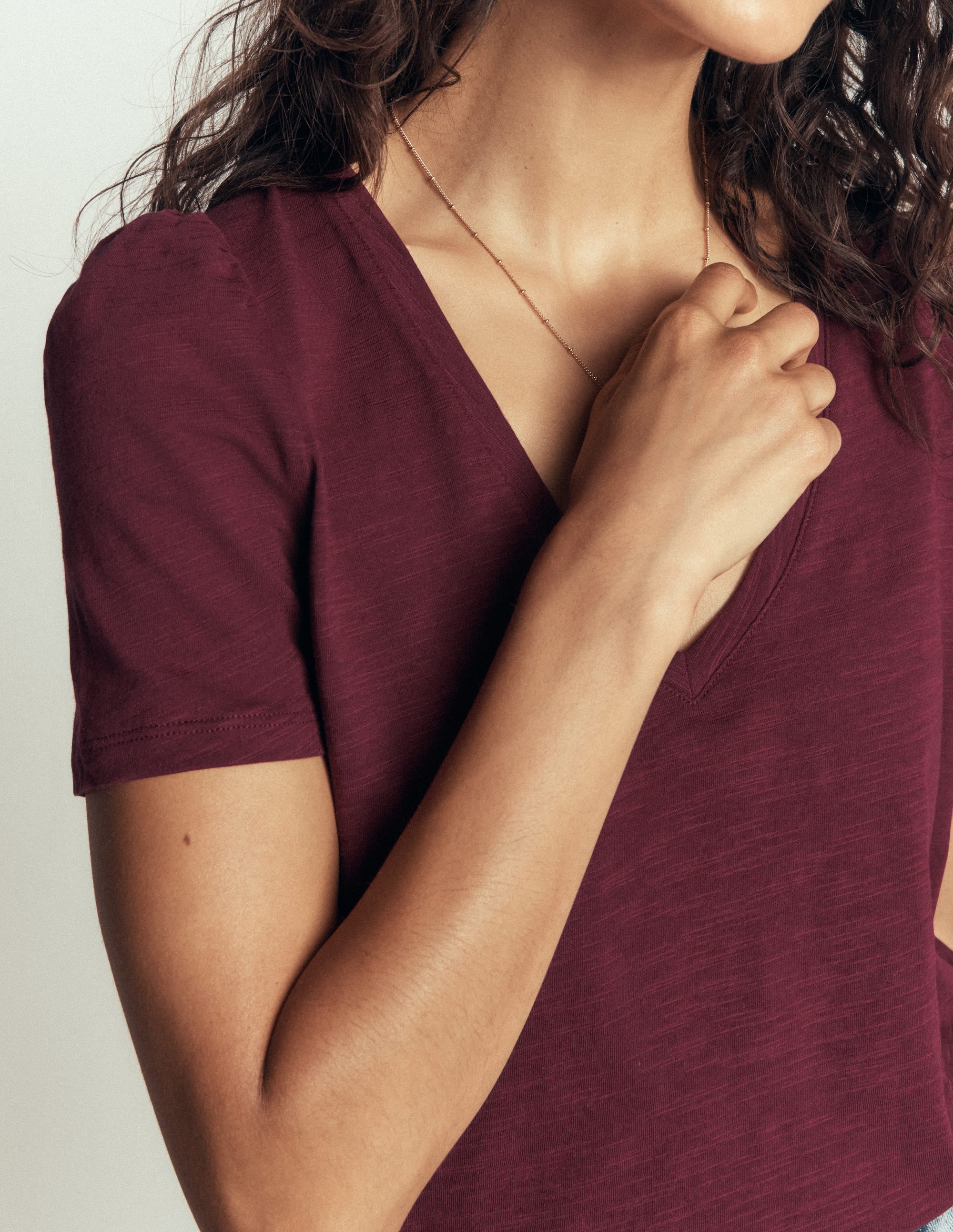 Sophie V-neck Slub T-shirt-Deep Wisteria - Image 4