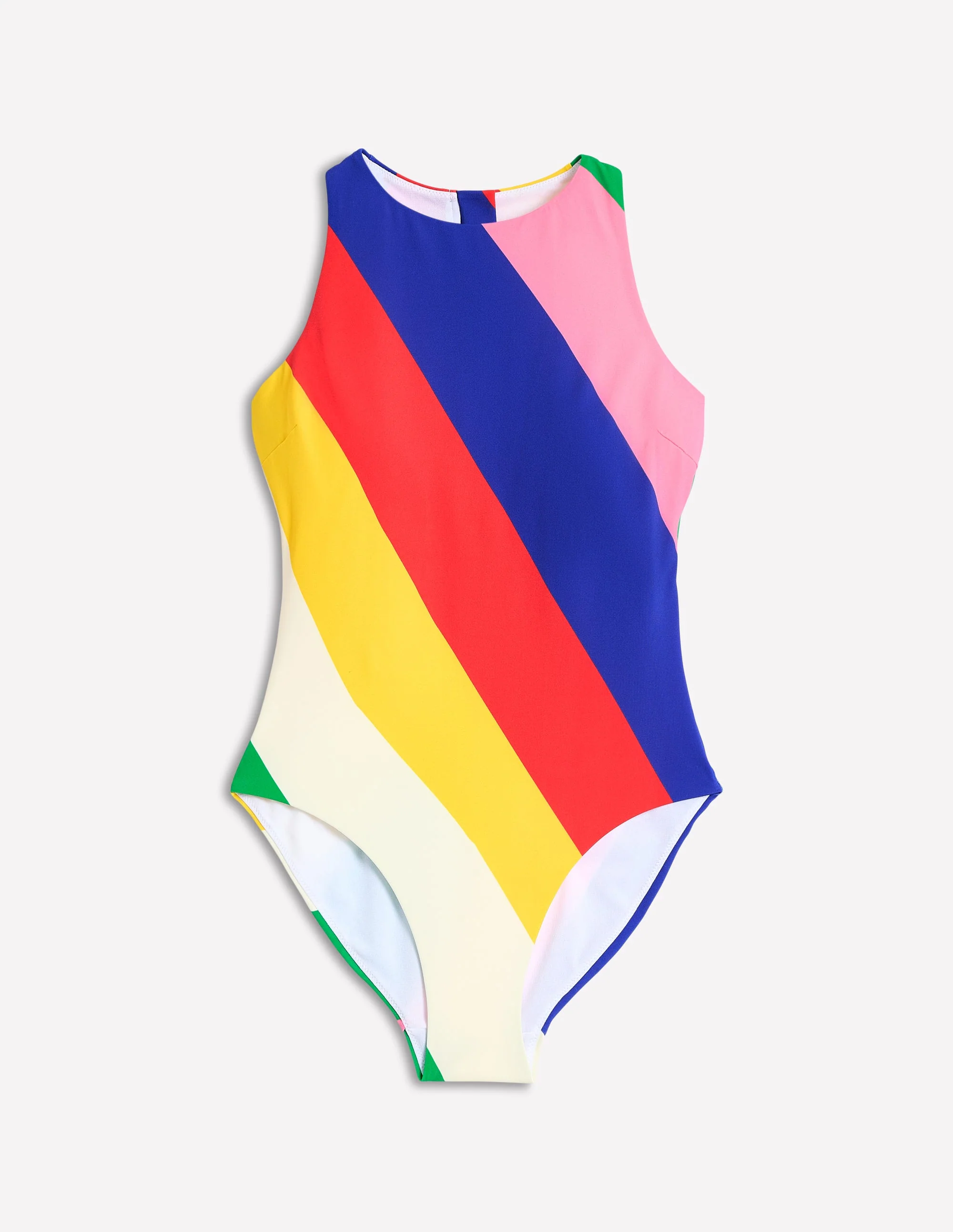 Sporty High Neck Swimsuit-Multi, Rainbow Cascade - Image 6