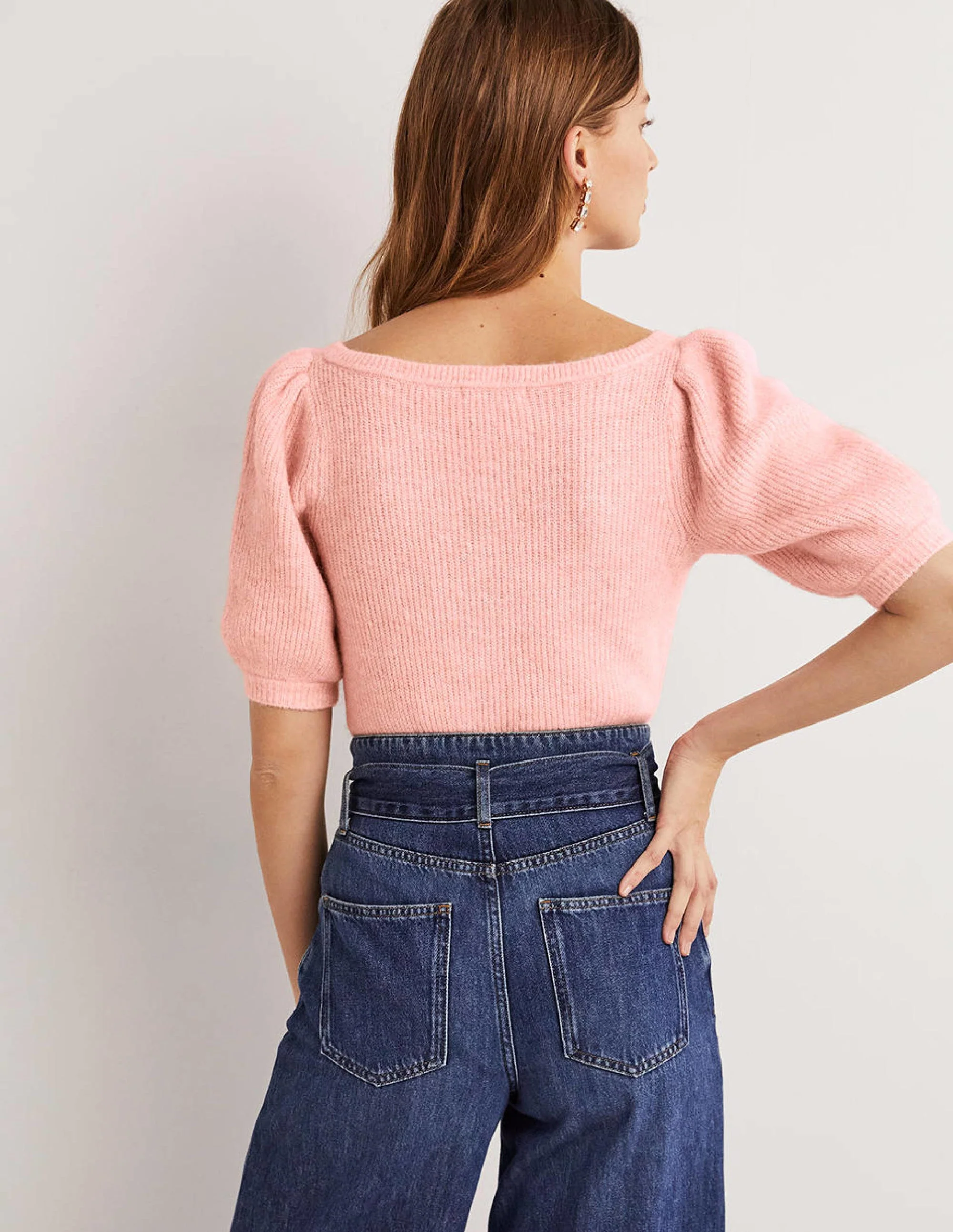 Square Neck Fluffy Jumper-Pink Frosting - Image 3