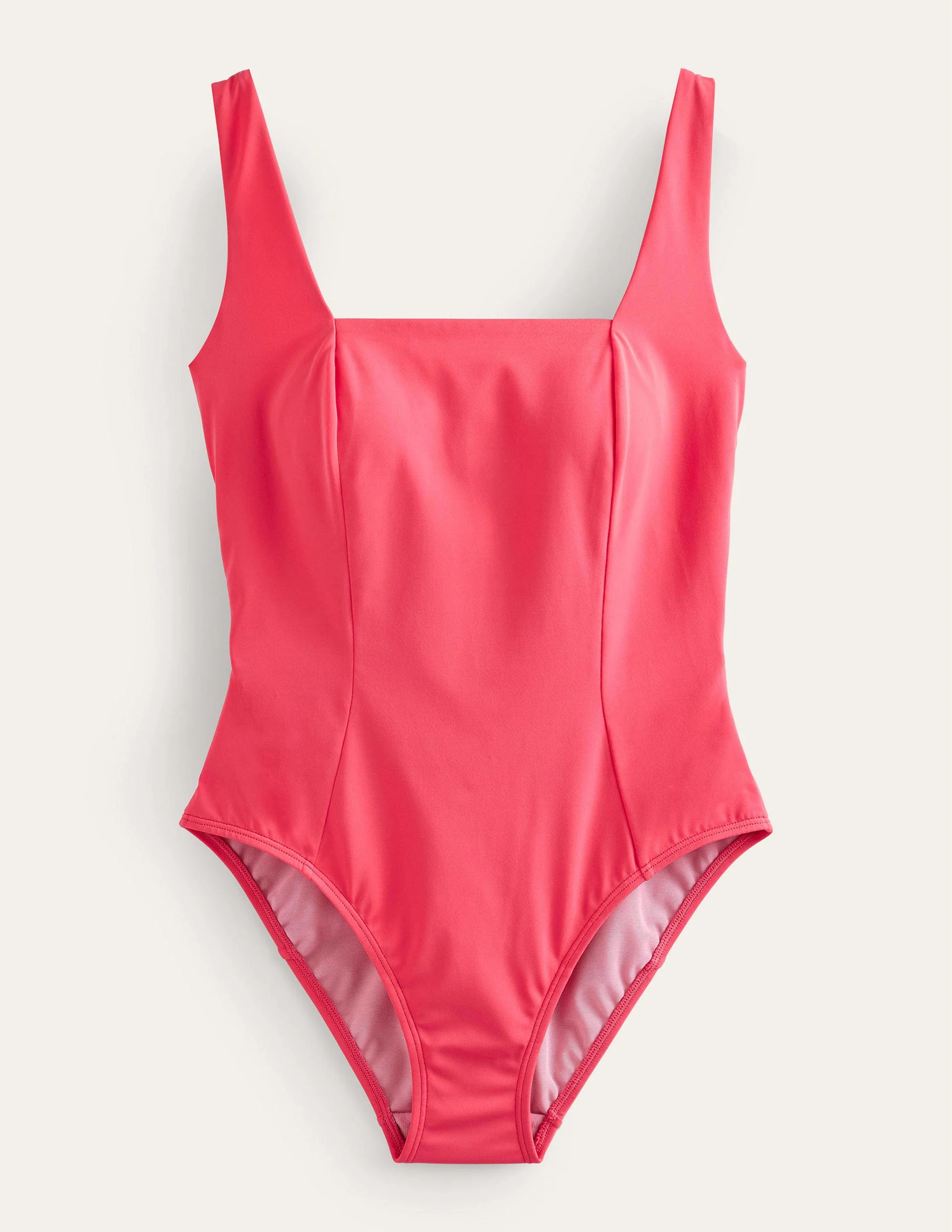 Square-Neck Panelled Swimsuit-Pink Berry - Image 6