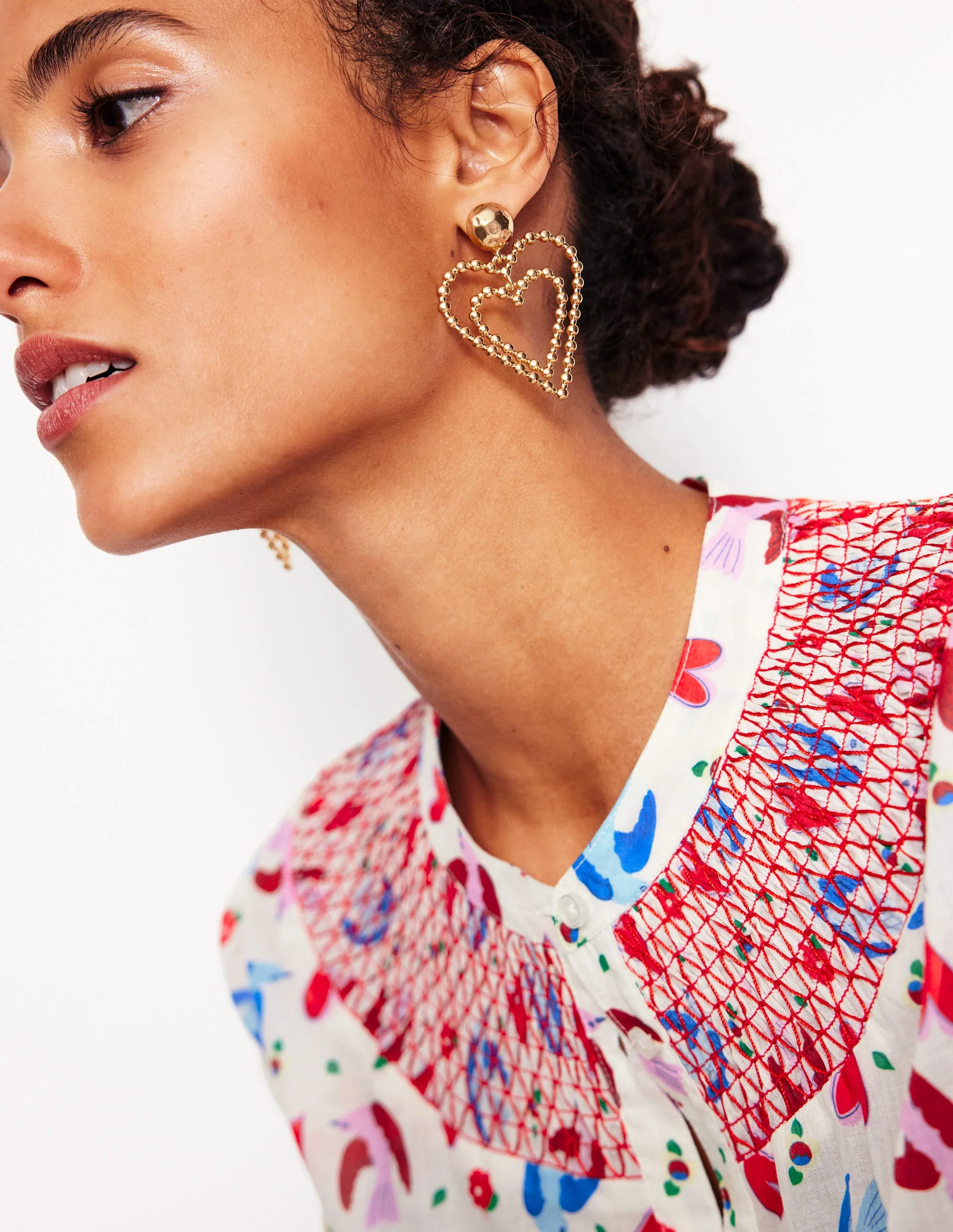 Statement Heart Earrings-Gold - Image 2