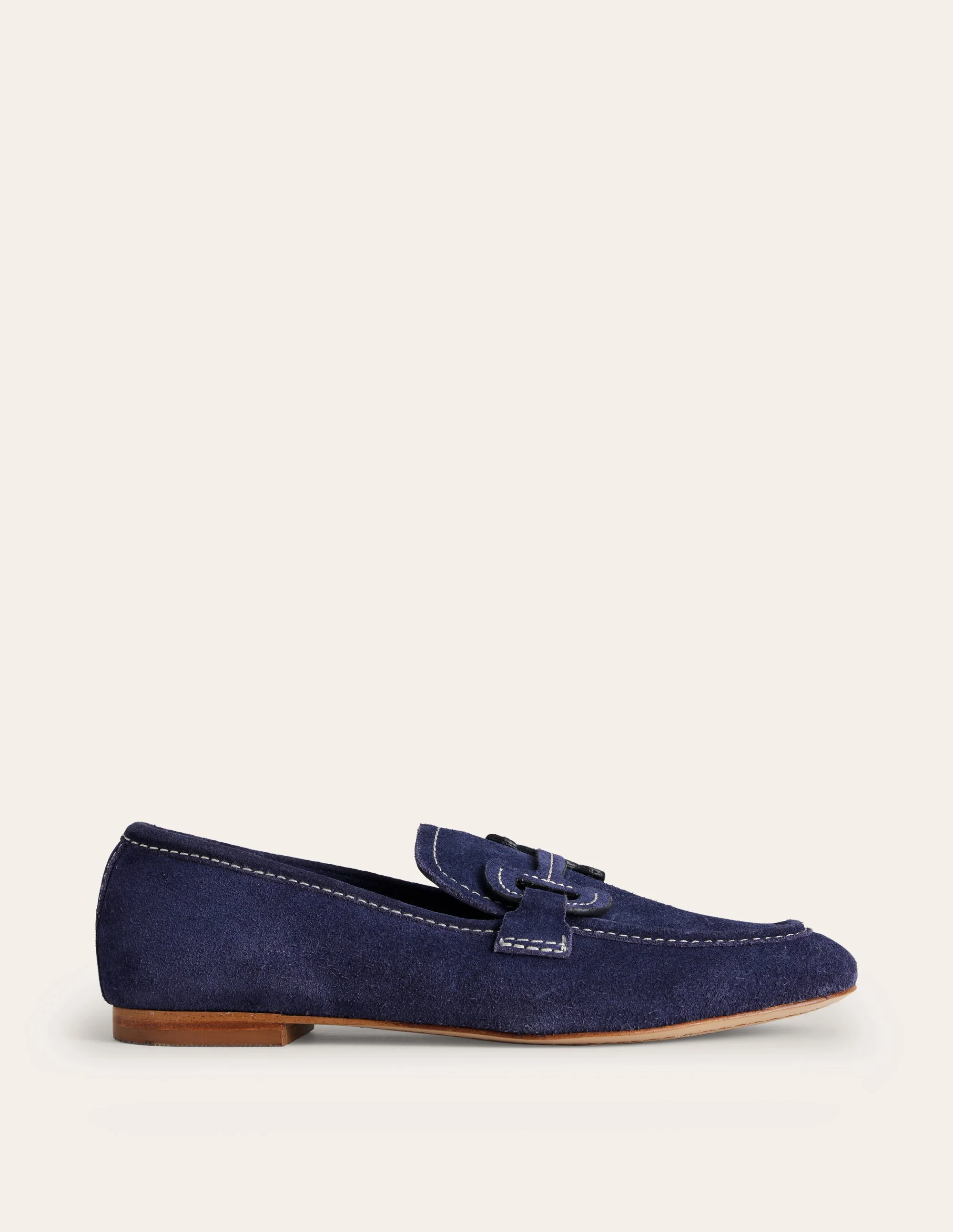 Stitched Snaffle Loafers-Navy Suede - Image 2