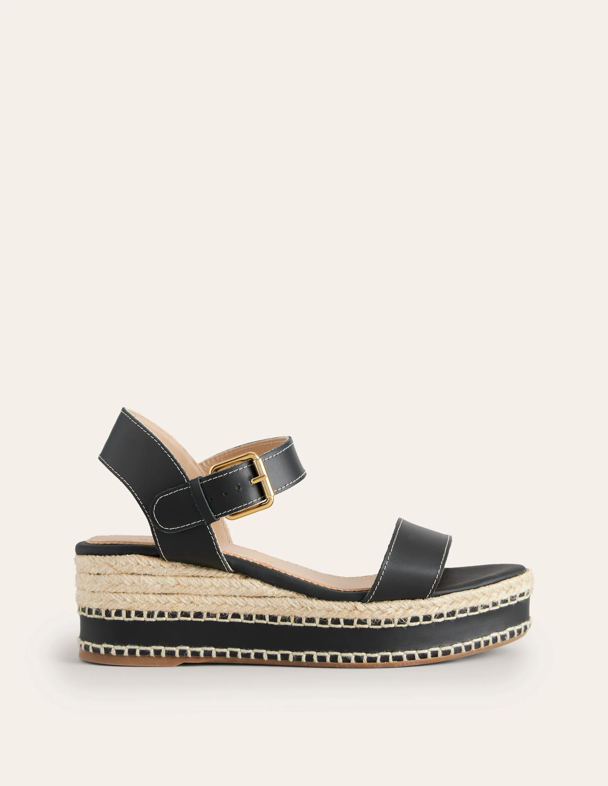 Stitched Wedge Espadrilles-Black - Image 2