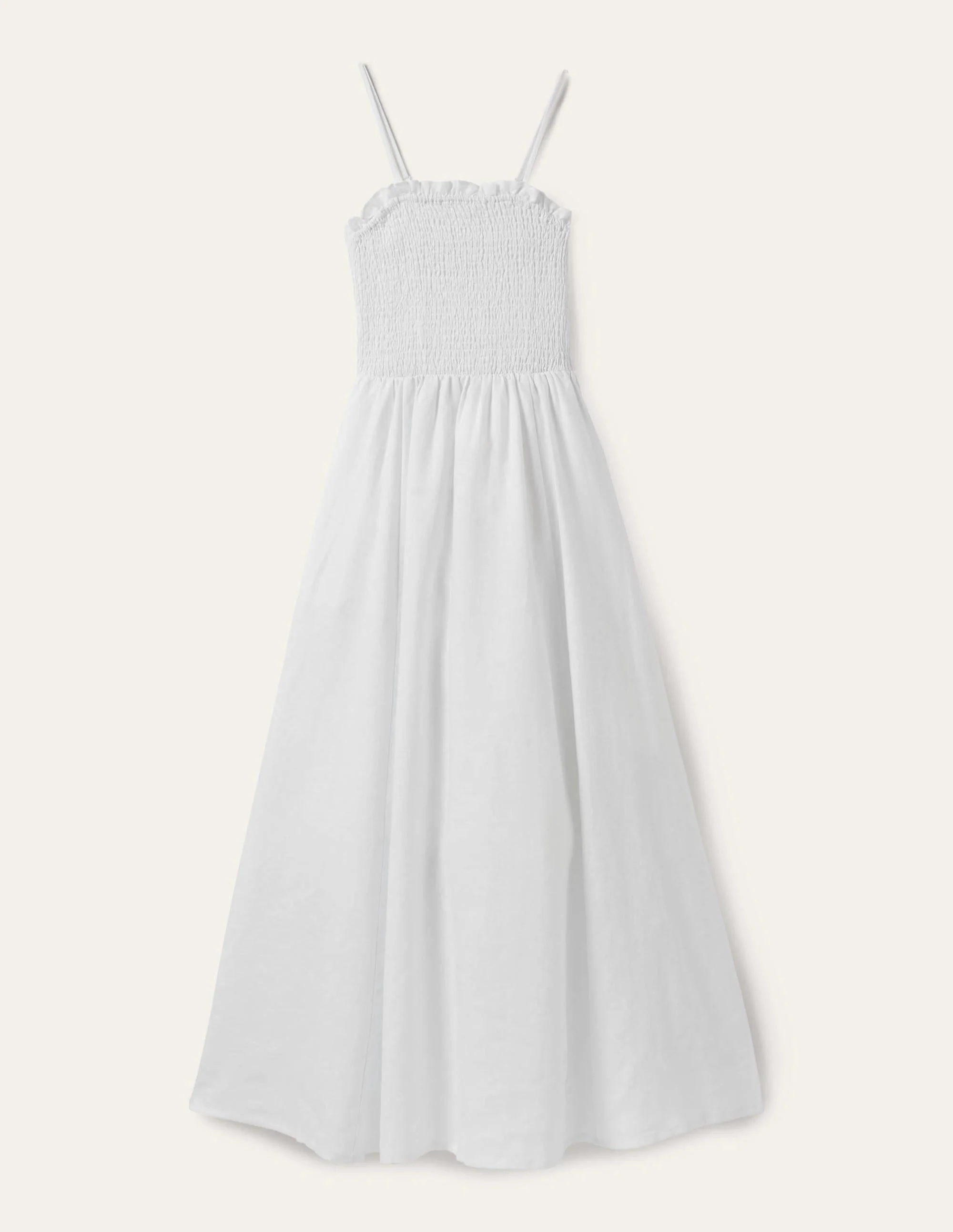 Strapless Linen Midi Dress-White - Image 7