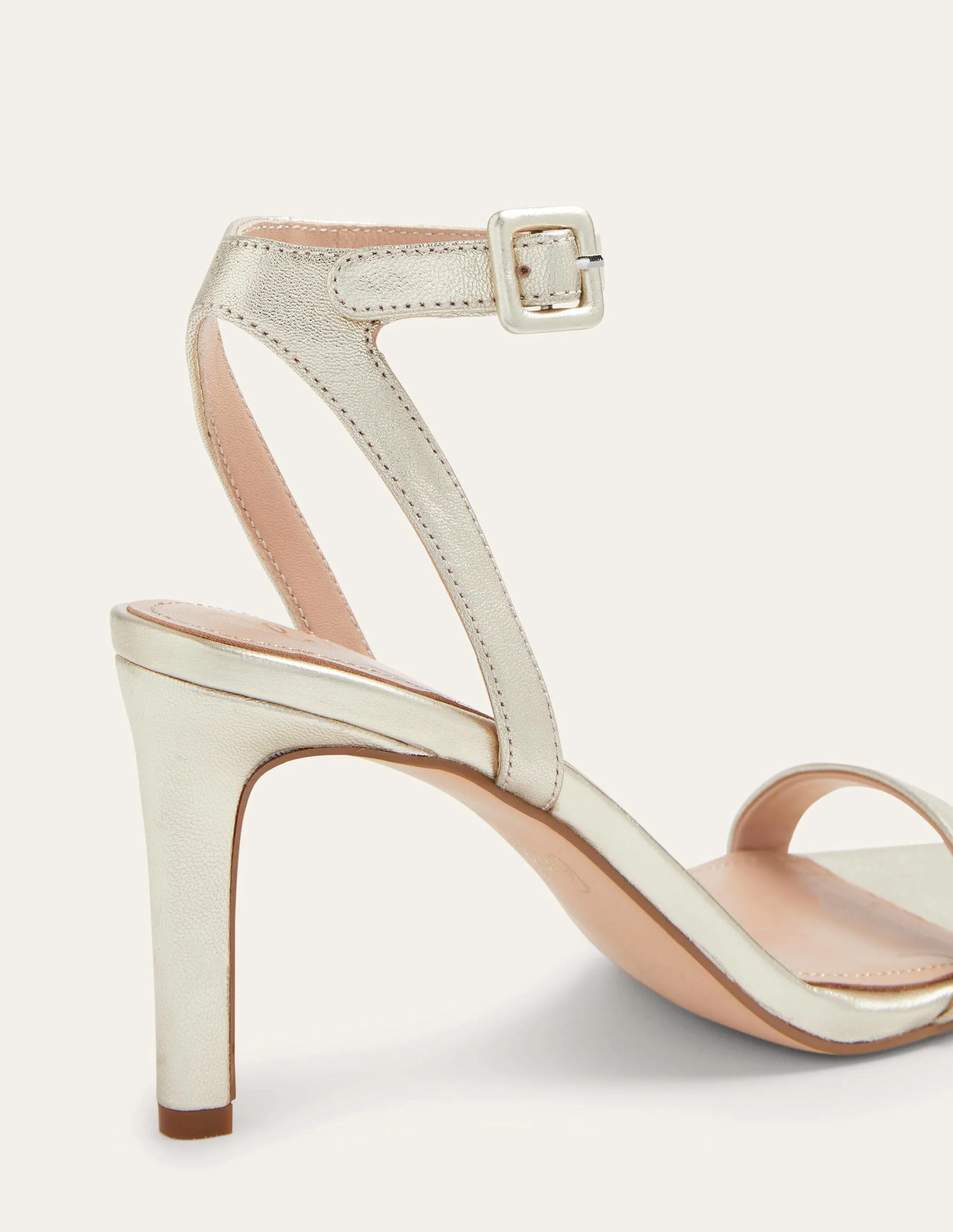 Strappy Heeled Sandals-Pale Gold Metallic - Image 6