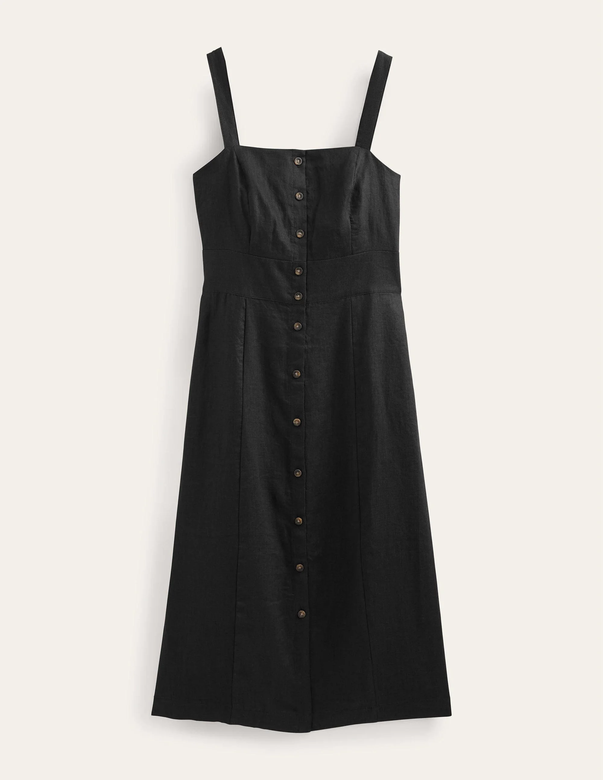 Strappy Linen Midi Dress-Black - Image 7