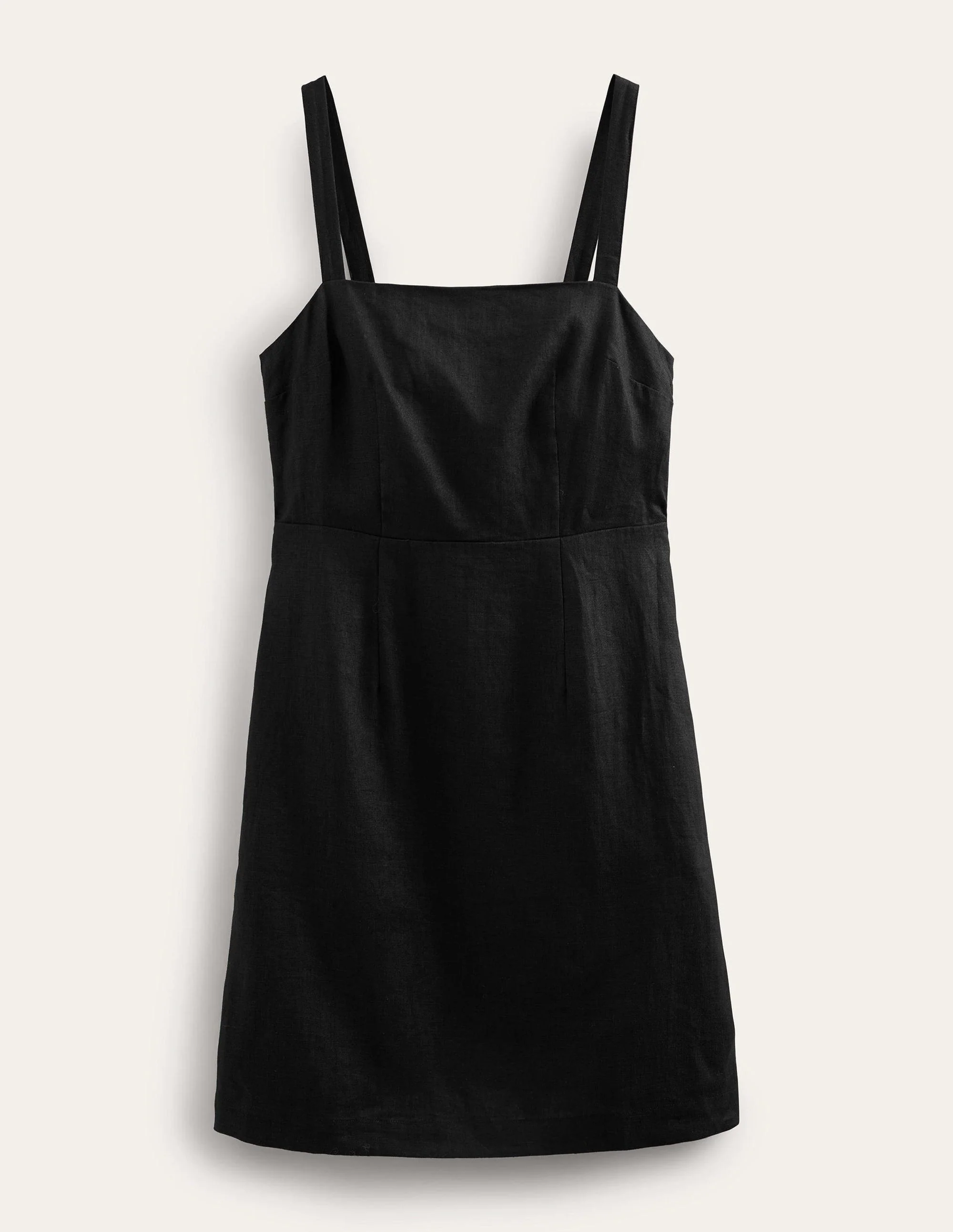 Strappy Linen Mini Dress-Black - Image 5