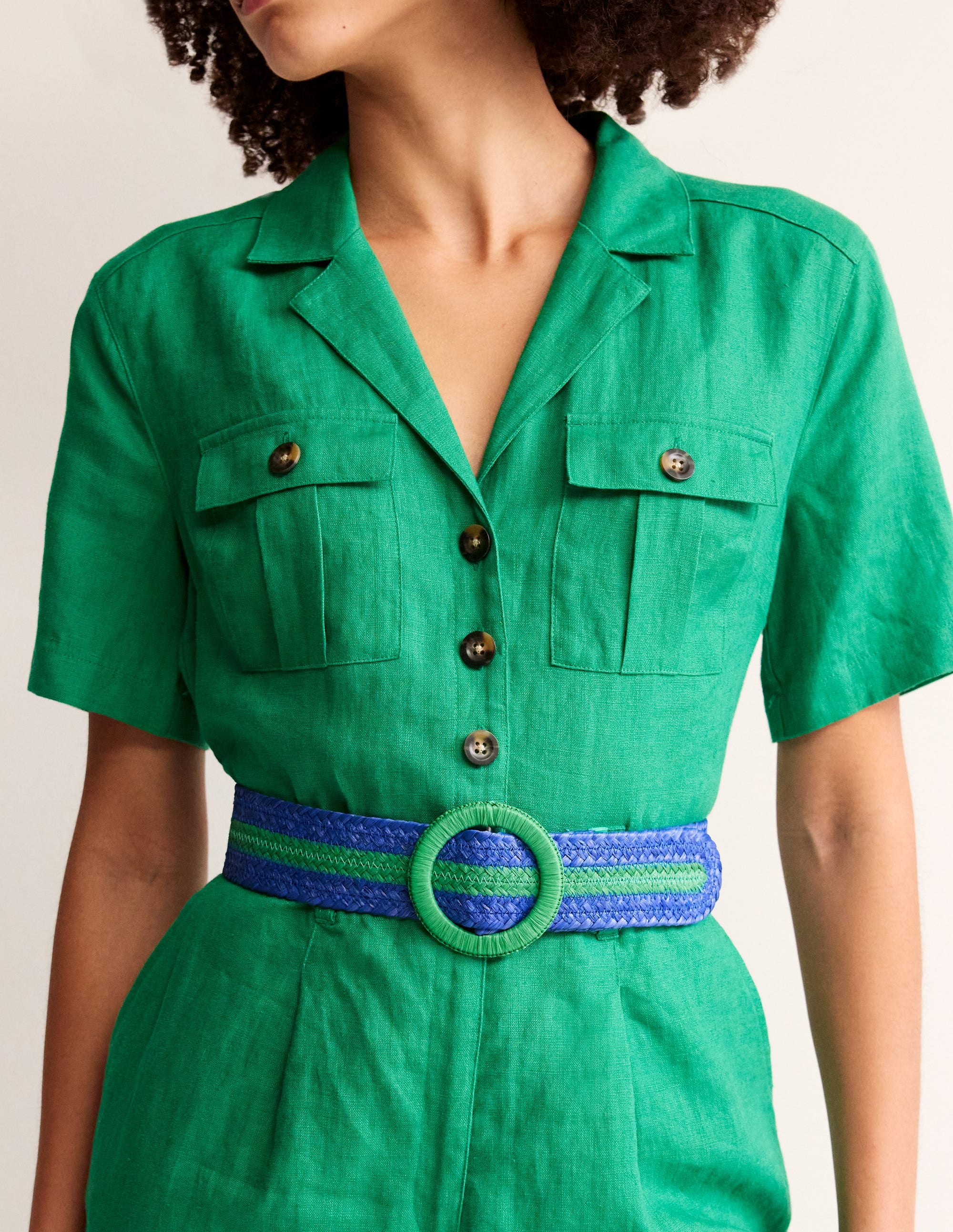 Stripe Belt-Bright Blue and Rich Emerald