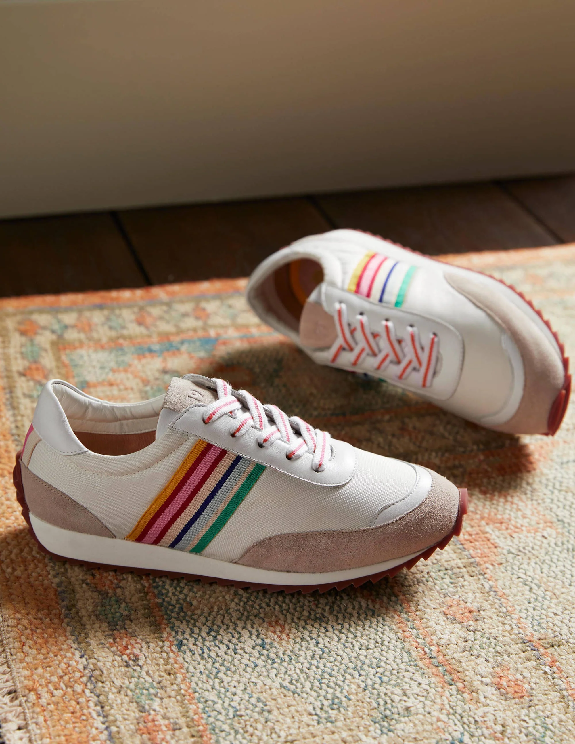 Striped Runner Trainers-White, Multi Stripe