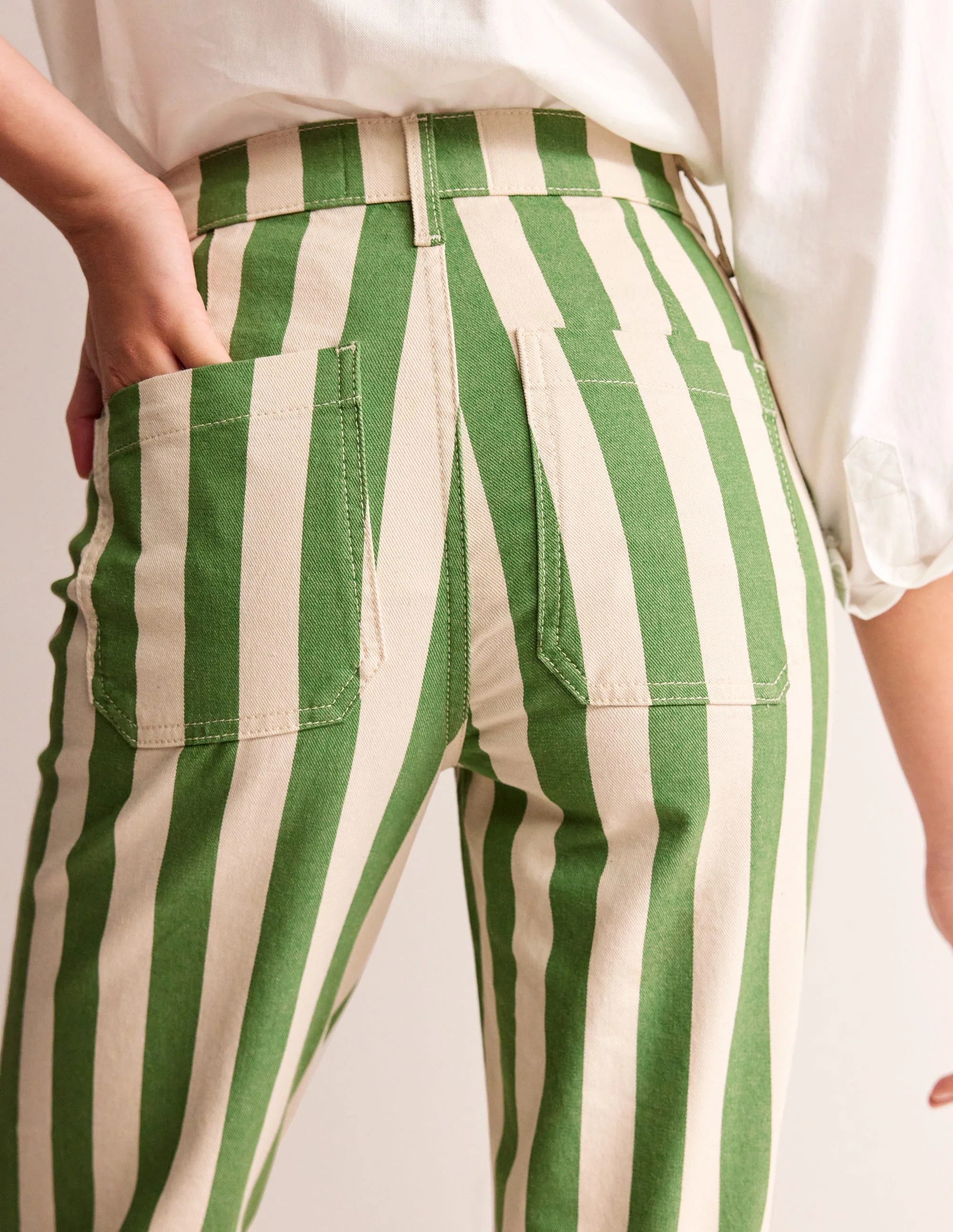Striped Straight Jeans-Green & Ivory Stripe - Image 2