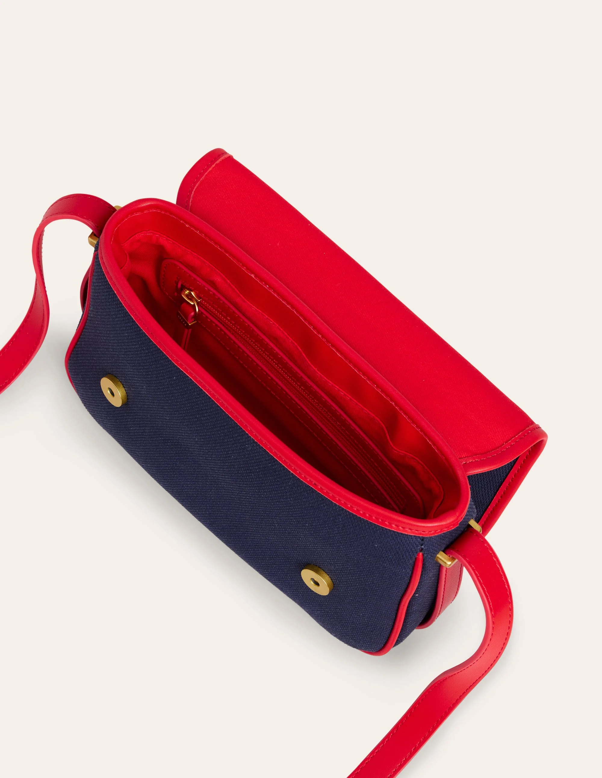 Structured Cross-Body Bag-Navy/ Red - Image 4