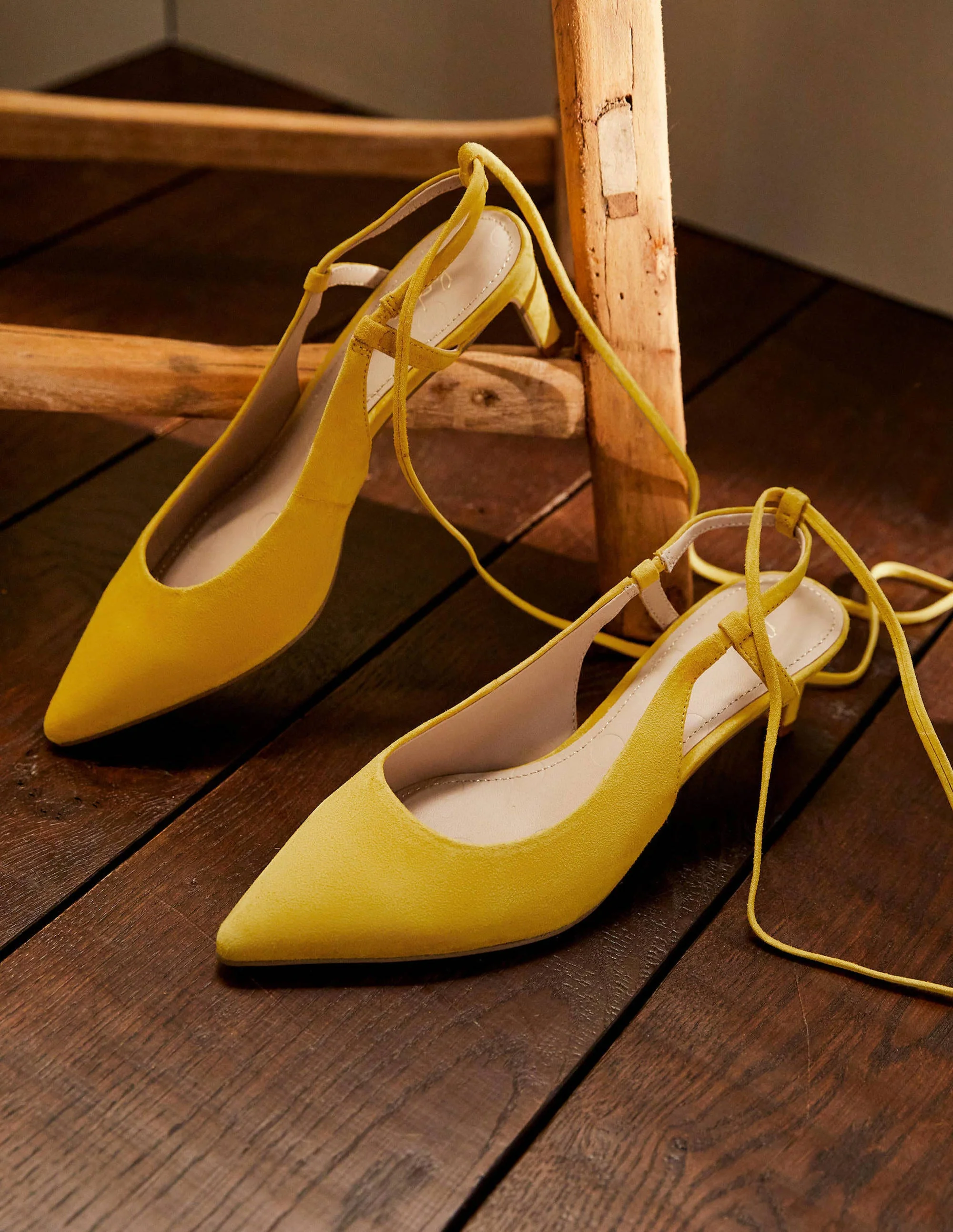 Suede Ankle Tie Heels-Honeycomb