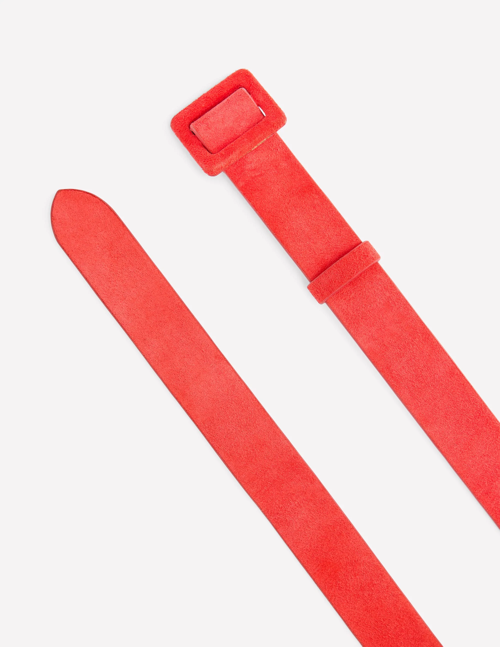Suede Skinny Buckle Belt-Strawberry Tart Red - Image 3