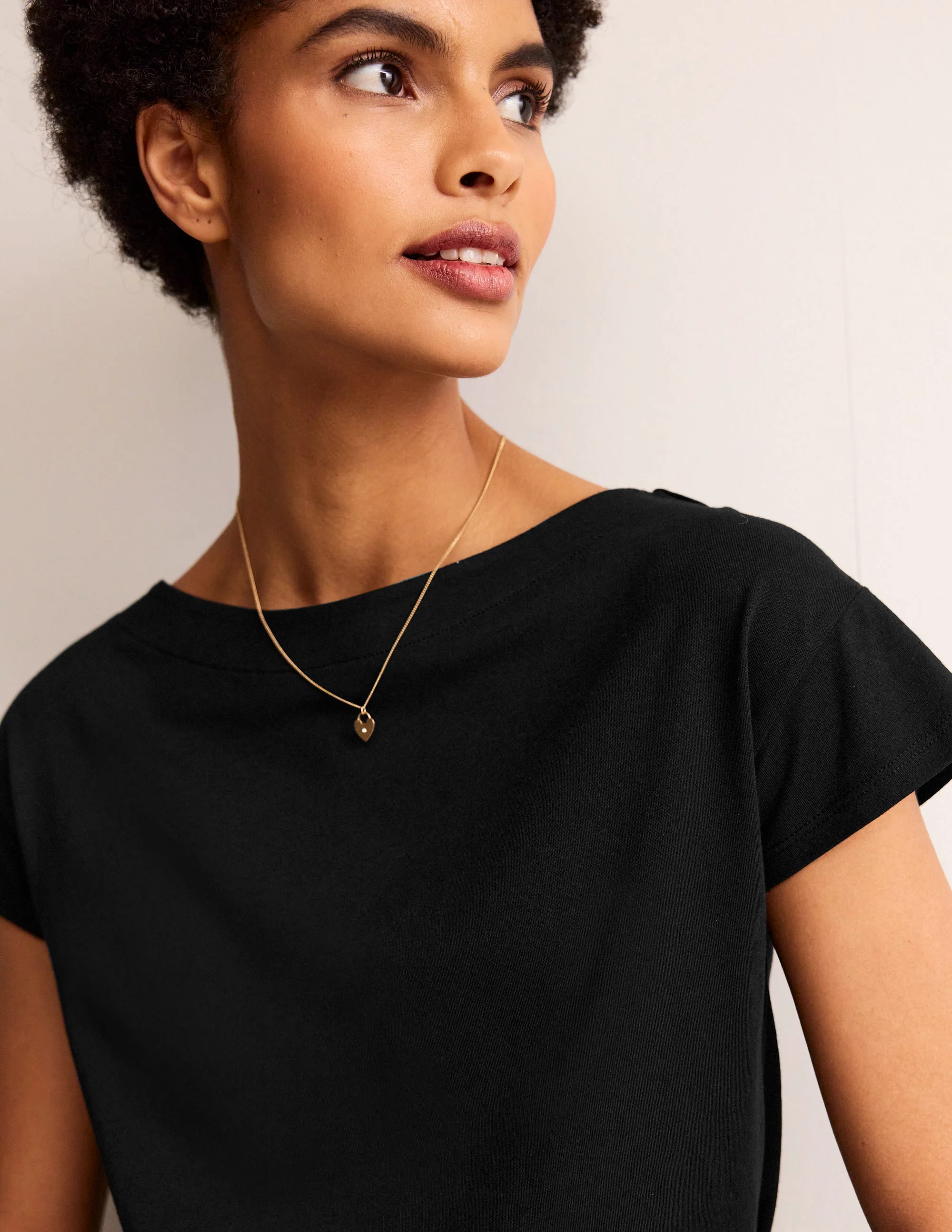 Supersoft Boat Neck T-Shirt-Black - Image 2