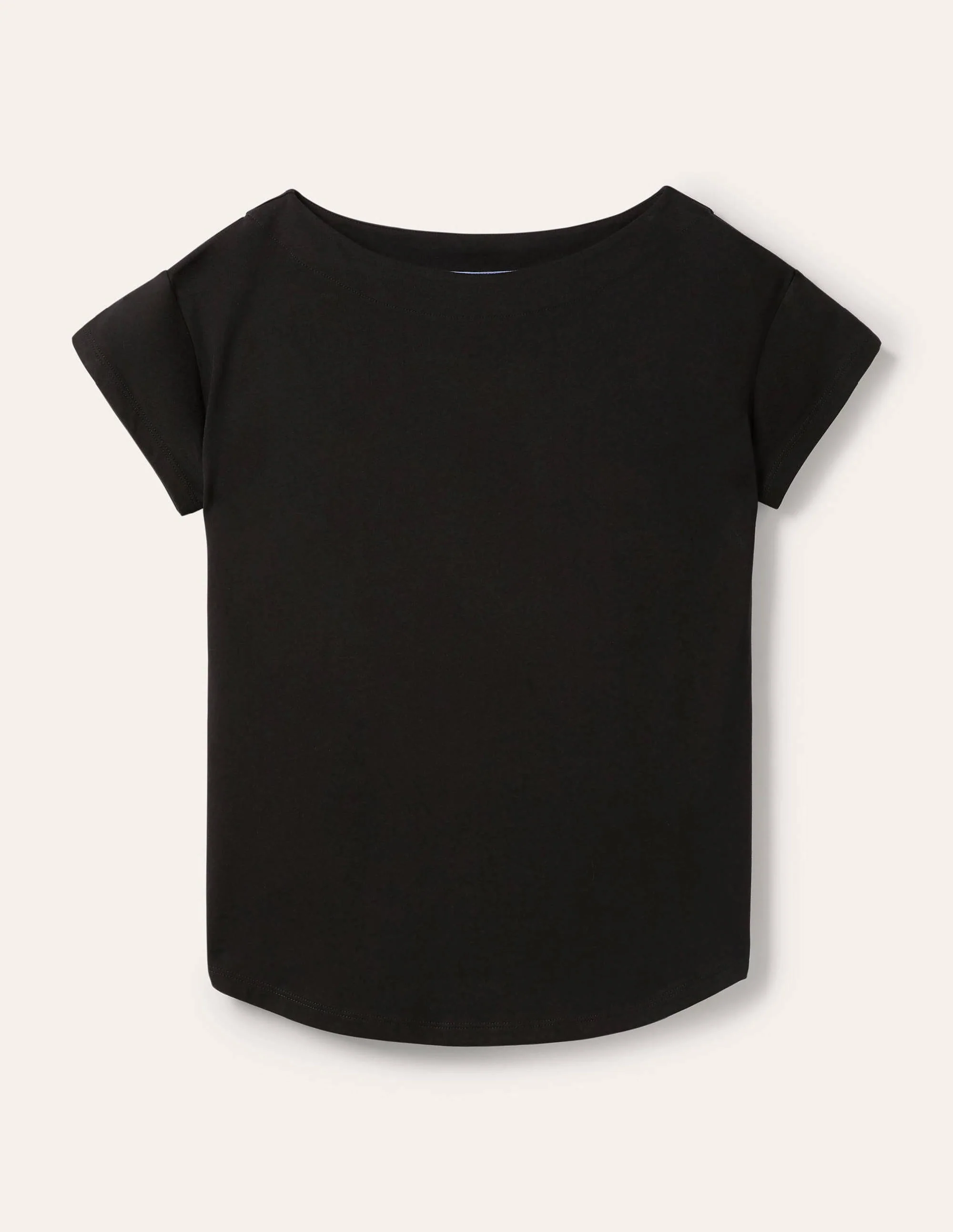 Supersoft Boat Neck T-Shirt-Black - Image 7