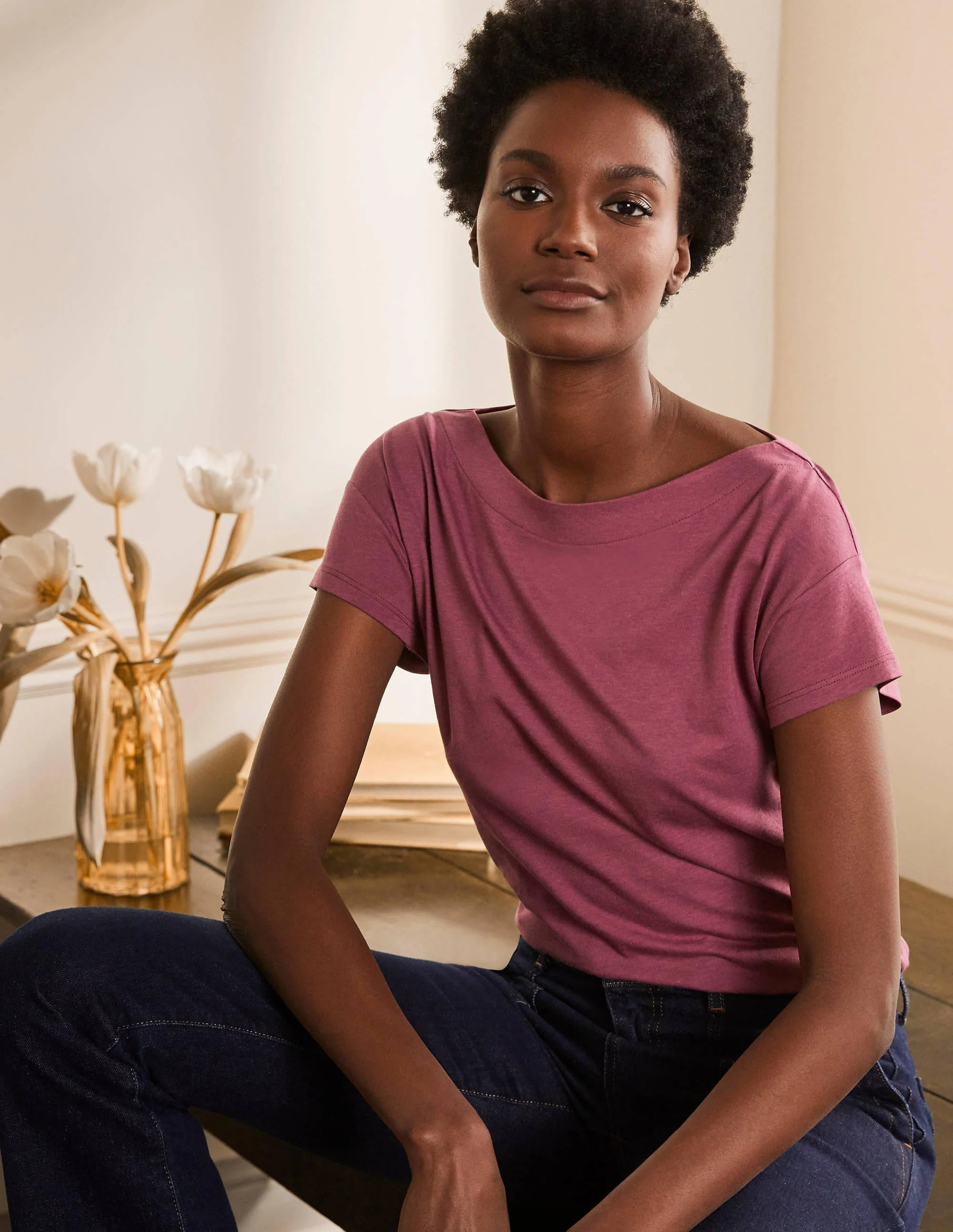 Supersoft Boat Neck T-Shirt-Figgy Pudding