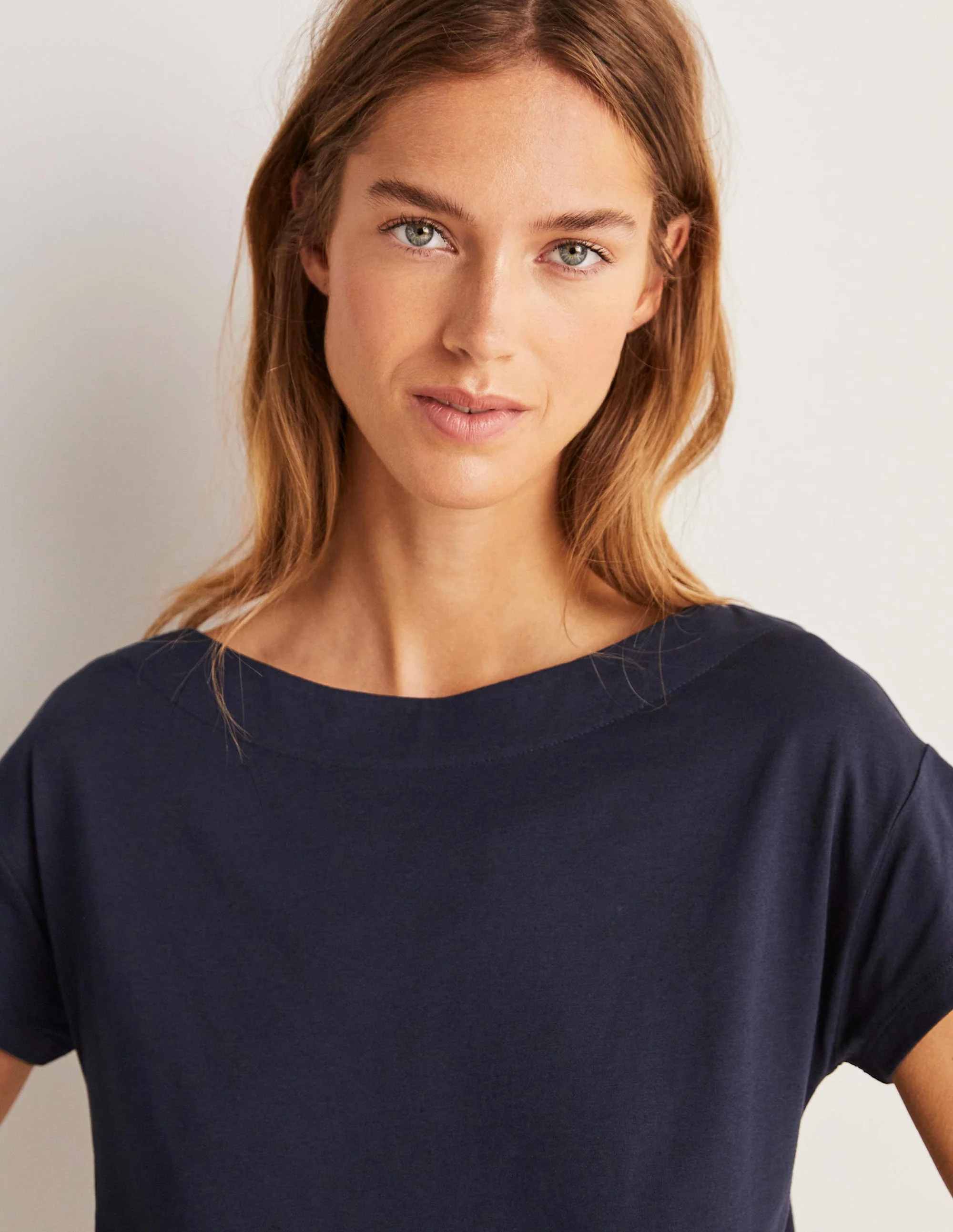 Supersoft Boat Neck T-Shirt-Navy - Image 6