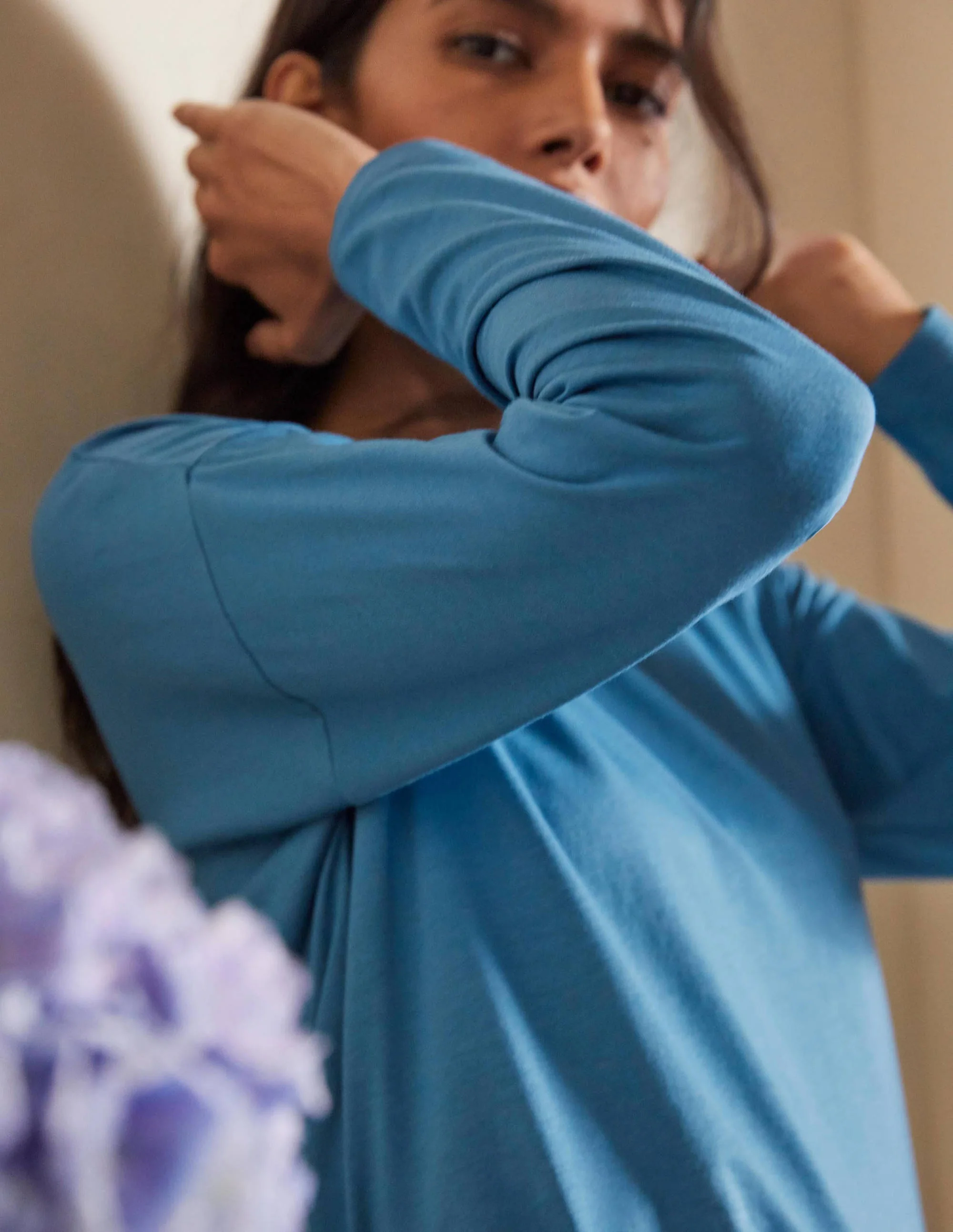 Supersoft Dropped Shoulder Top-Azure - Image 3