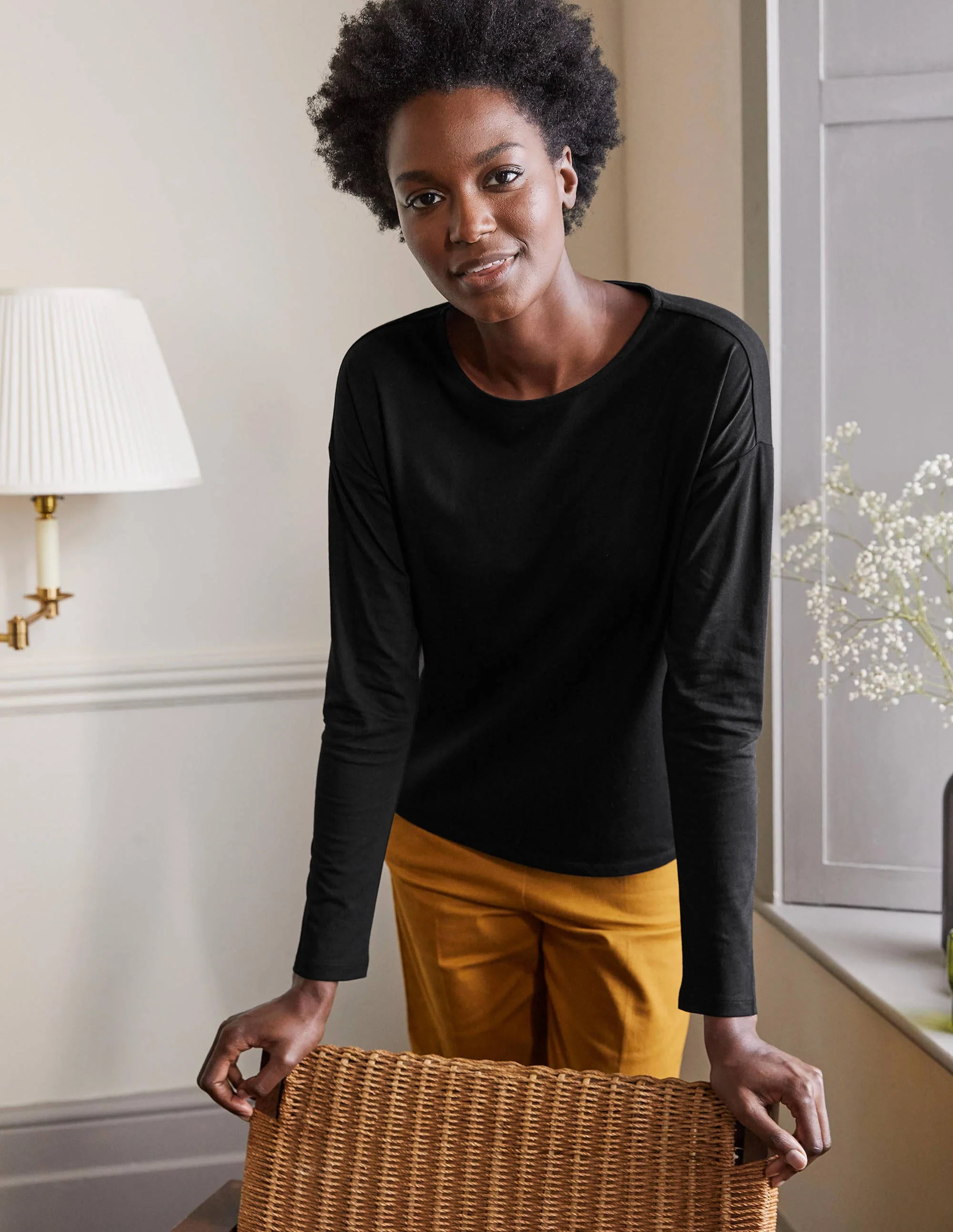 Supersoft Dropped Shoulder Top-Black - Image 4