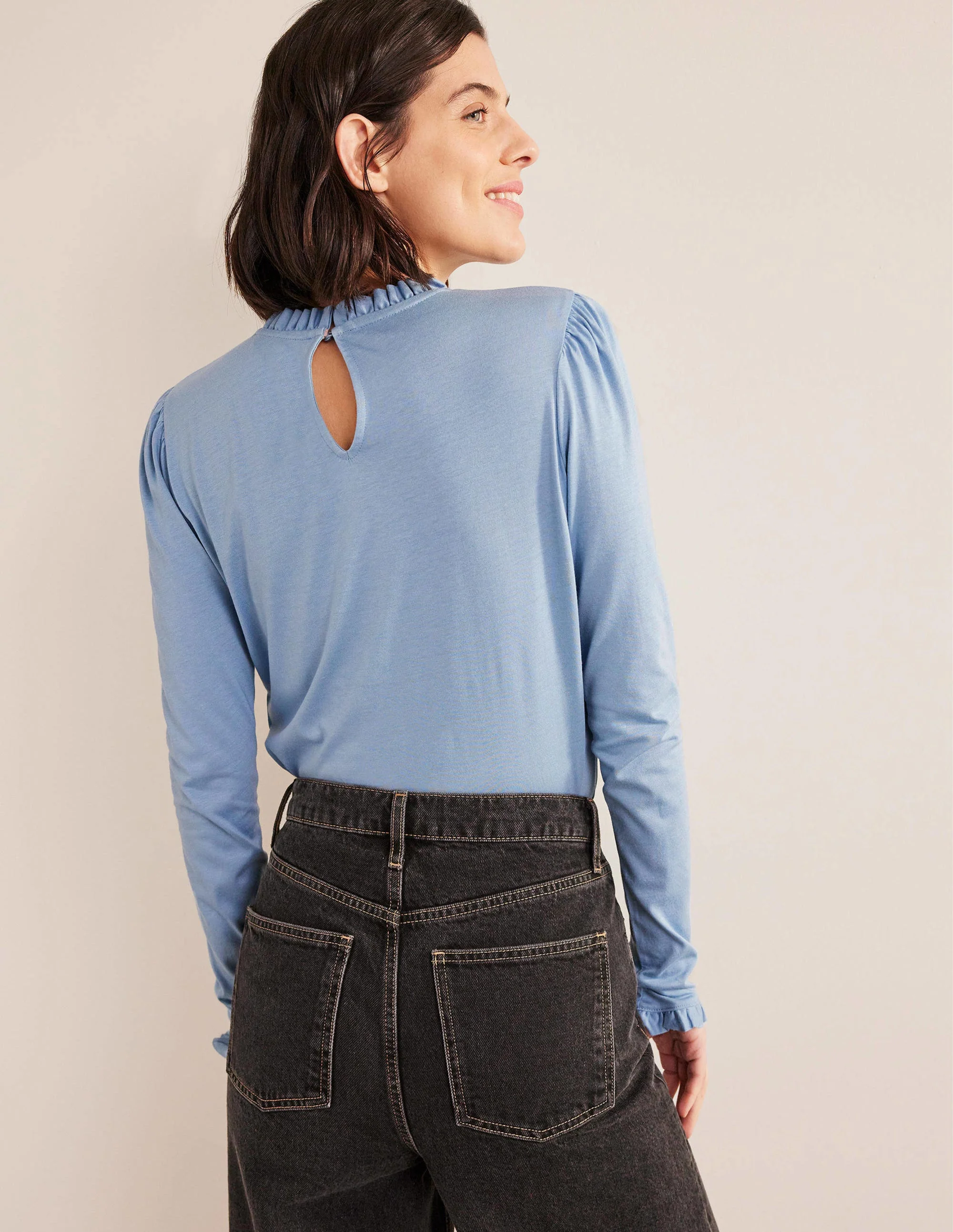 Supersoft Frill Detail Top-Delph Blue - Image 3