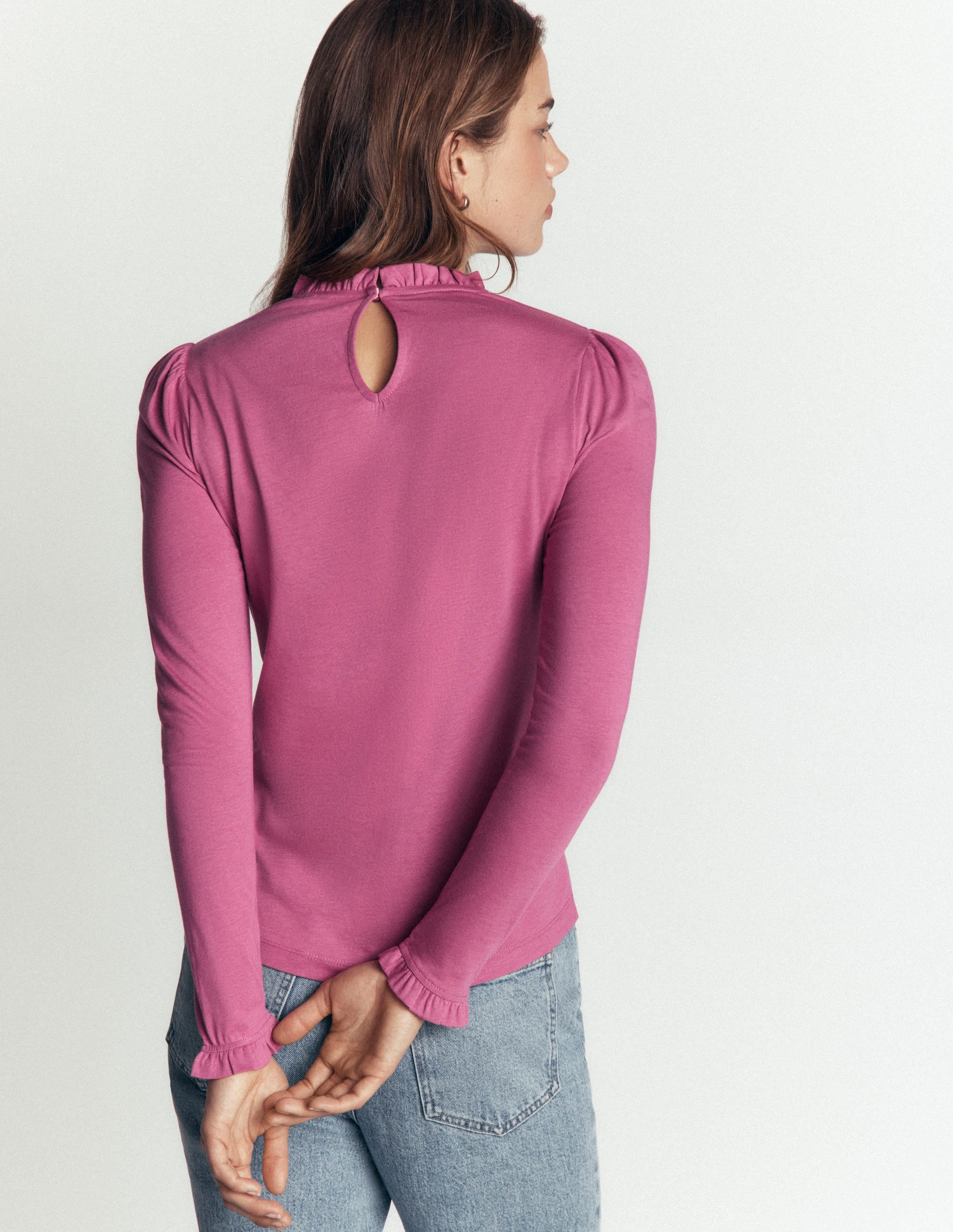 Supersoft Frill Detail Top-Purple Damson - Image 3