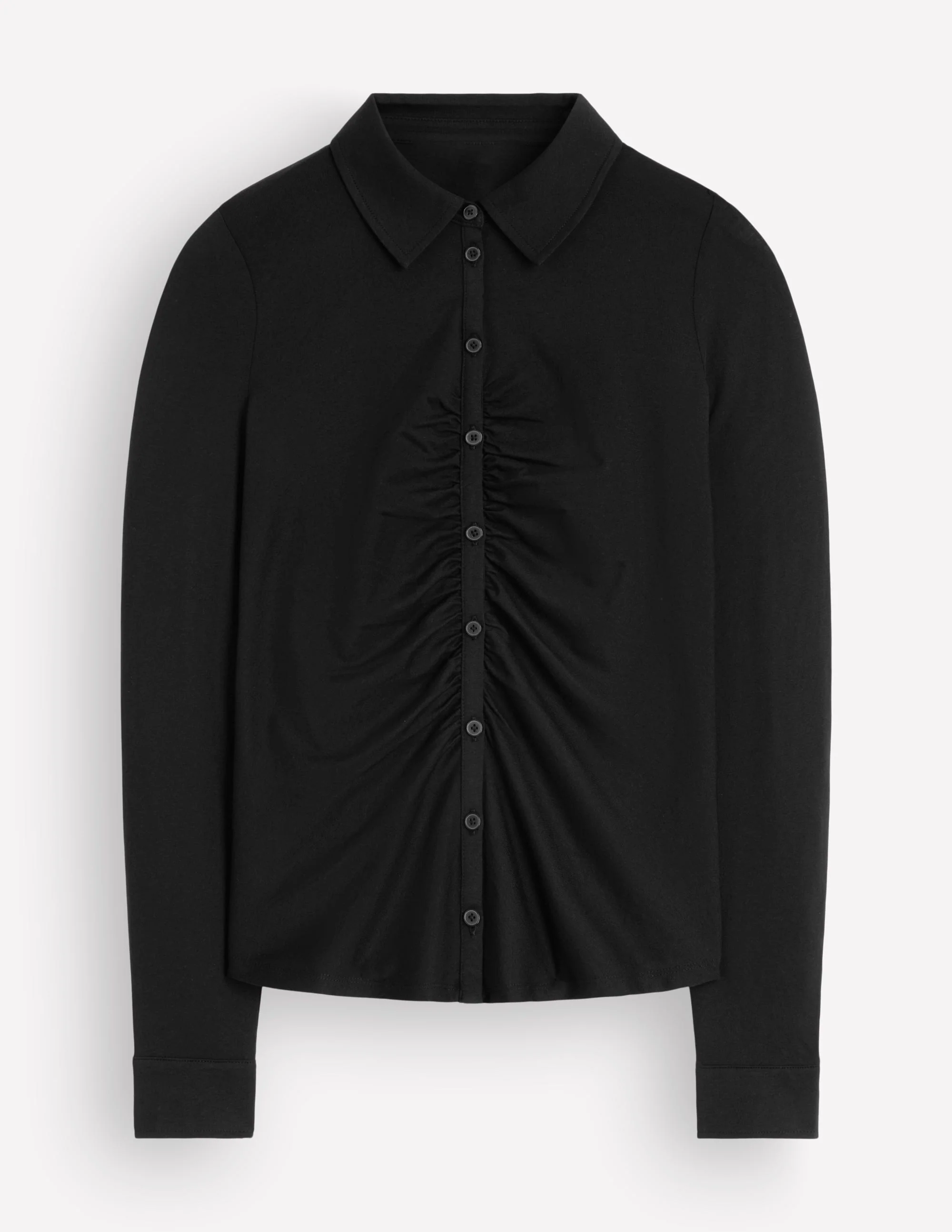 Supersoft Ruched Jersey Shirt-Black - Image 5