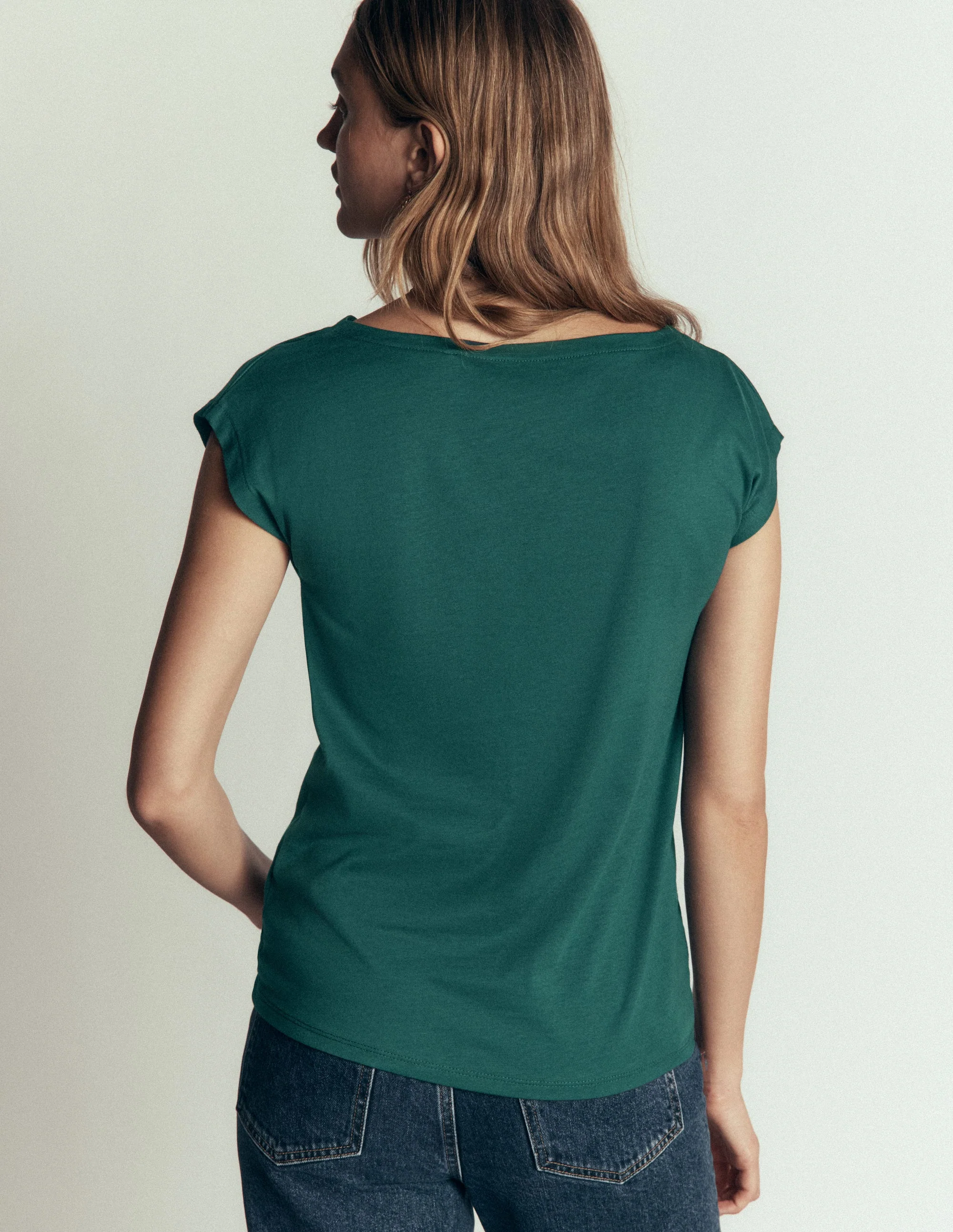 Supersoft Slash Neck T-Shirt-Midnight Teal - Image 2