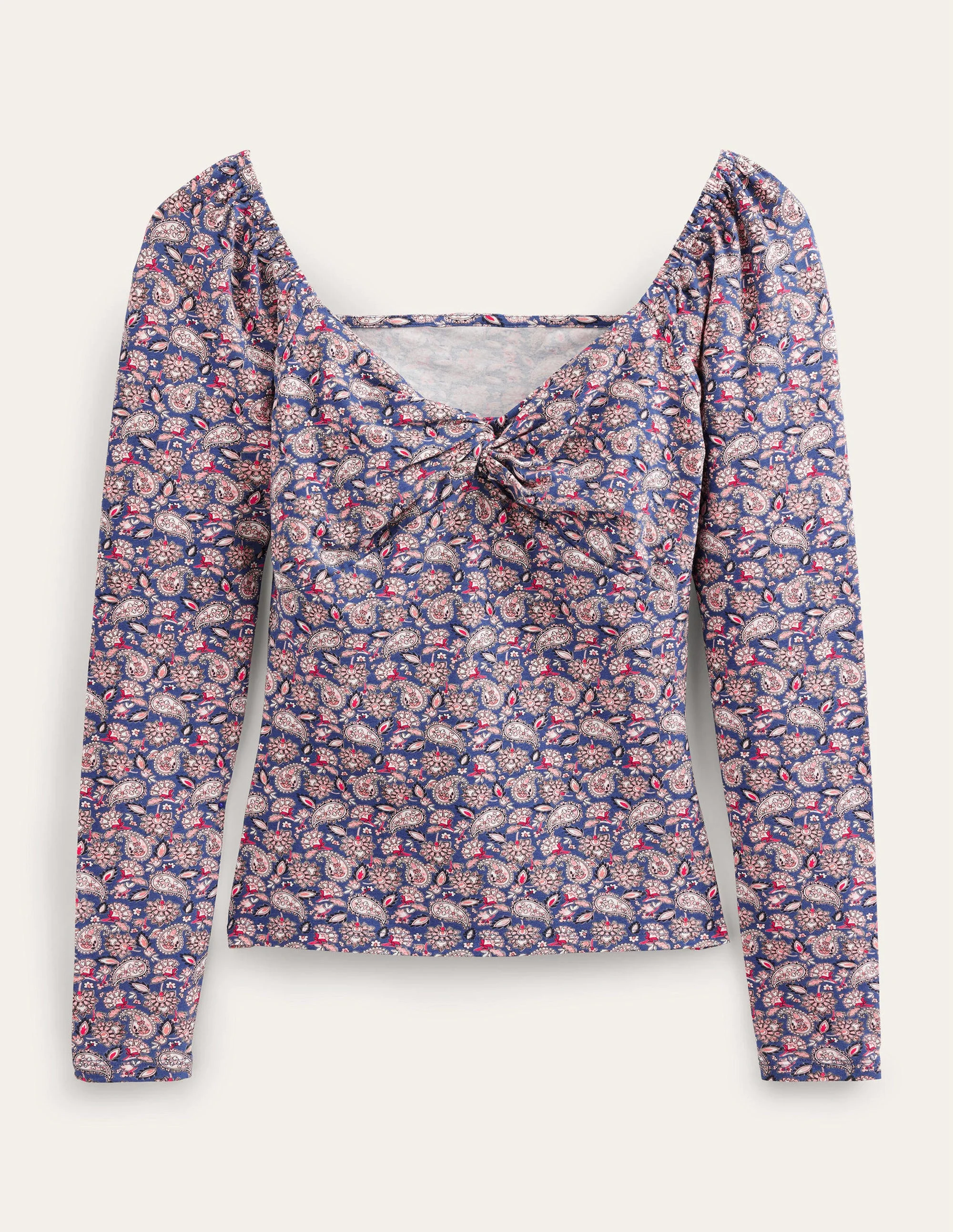 Sweetheart Jersey Top-True Navy, Paisley Terrace - Image 5