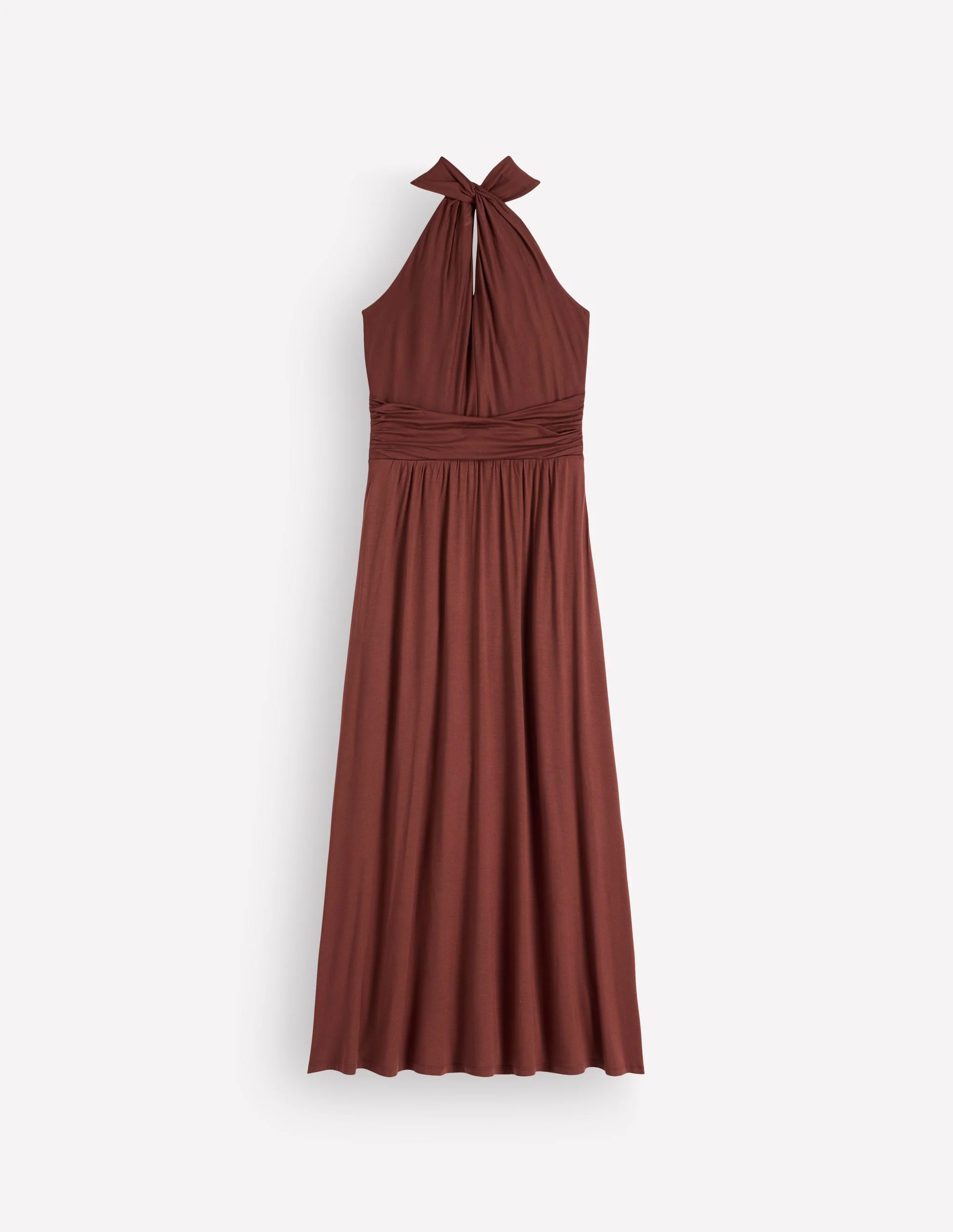 Sydney Twist Neck Jersey Dress-Bitter Chocolate - Image 7