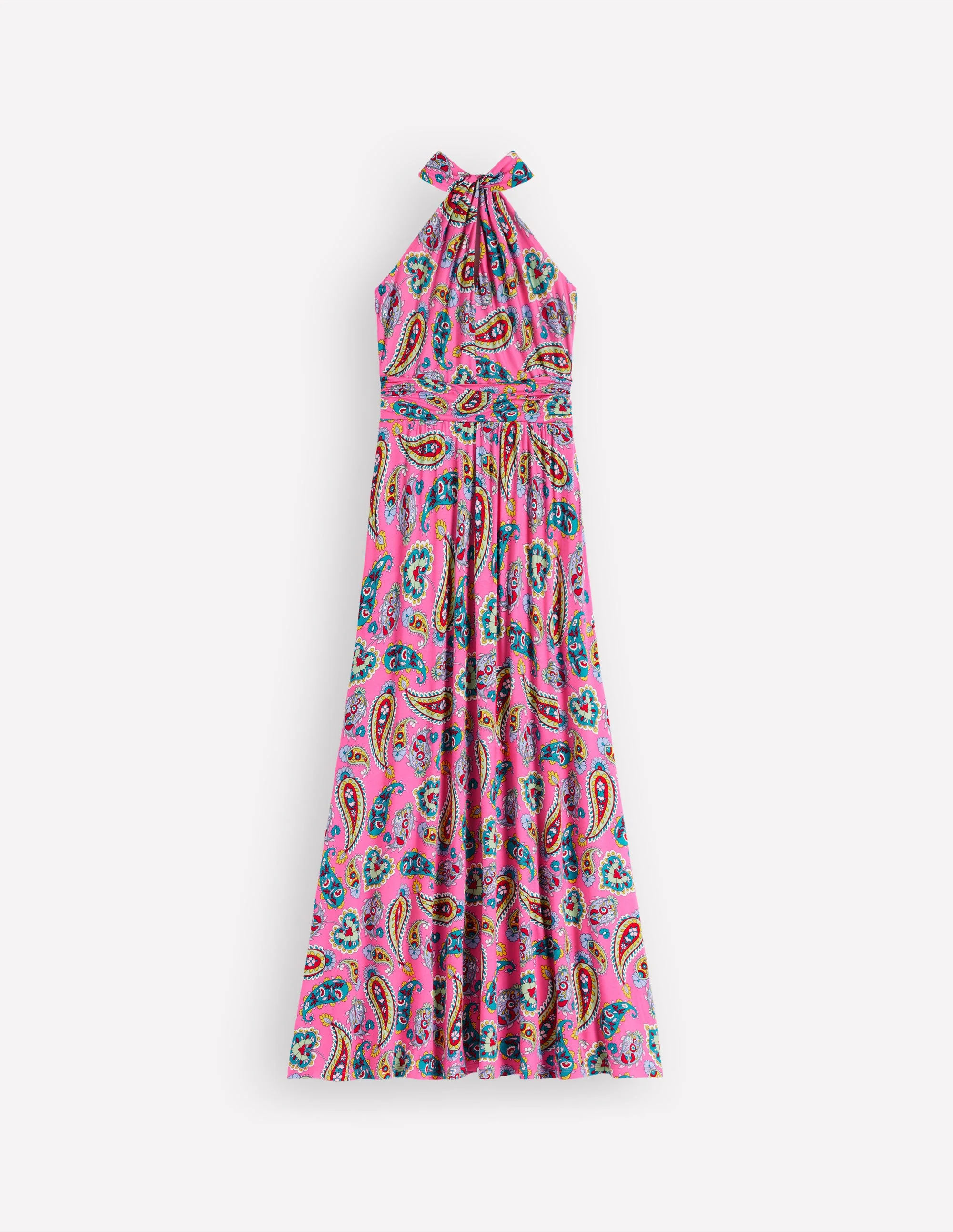 Sydney Twist Neck Jersey Dress-Brillant Pink, Radiant Paisley - Image 7