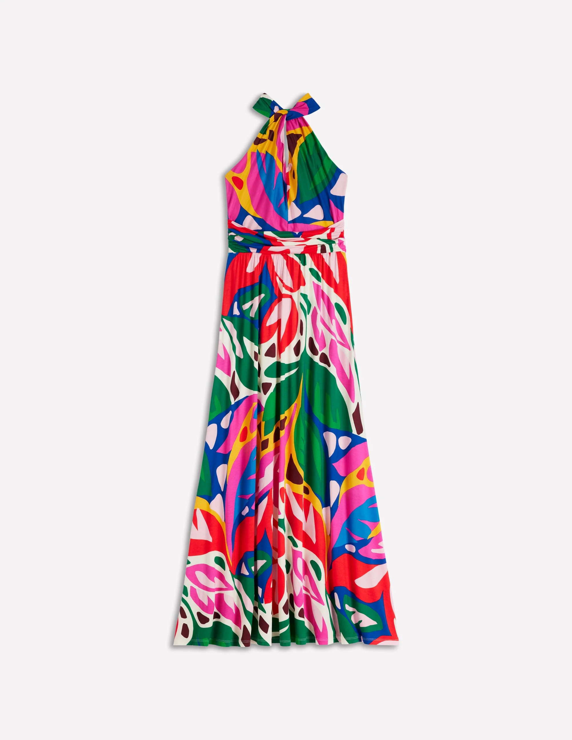 Sydney Twist Neck Jersey Dress-Multi, Leafy Cascade - Image 7