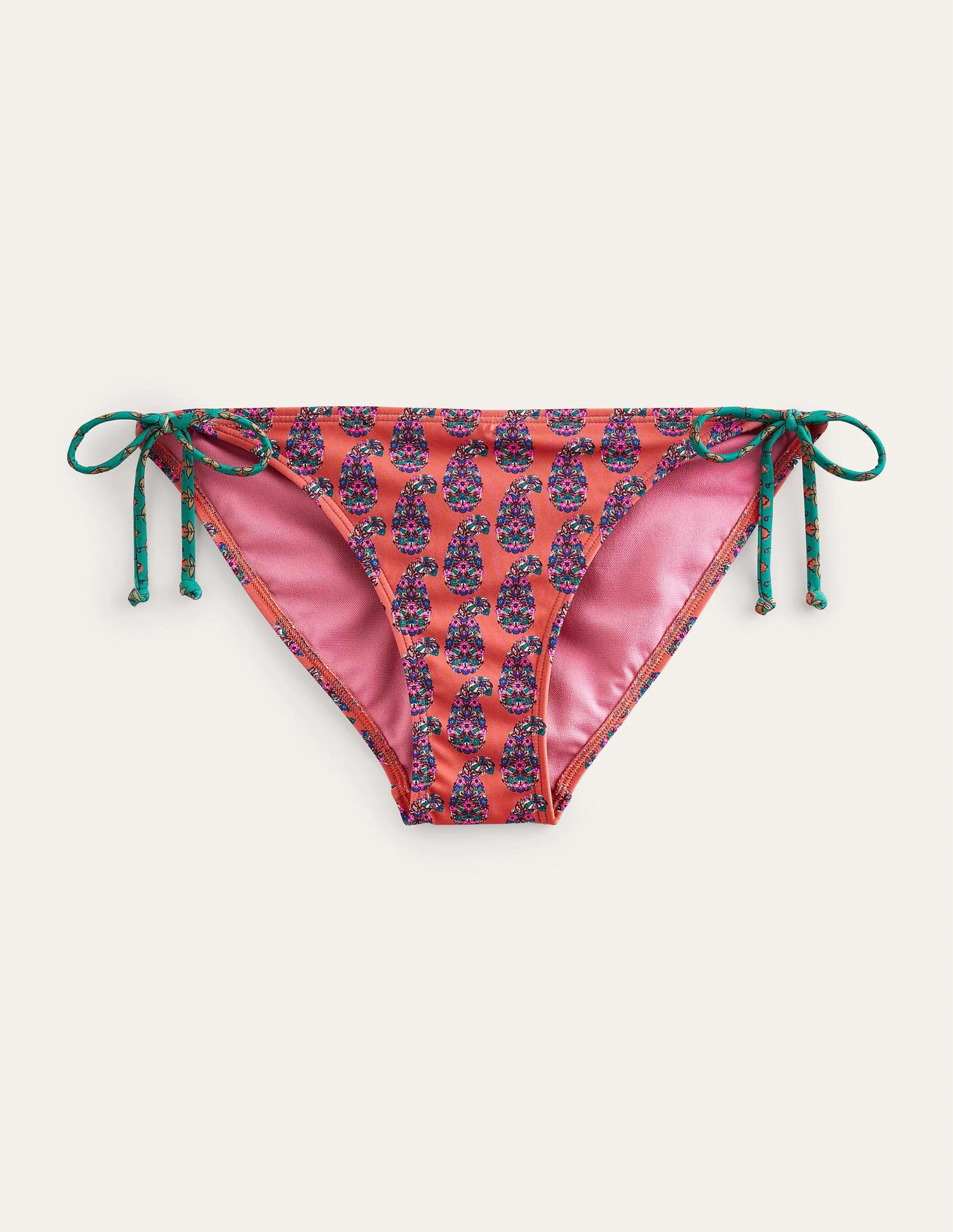 Symi String Bikini Bottoms-Persimmon Orange Paisley - Image 5