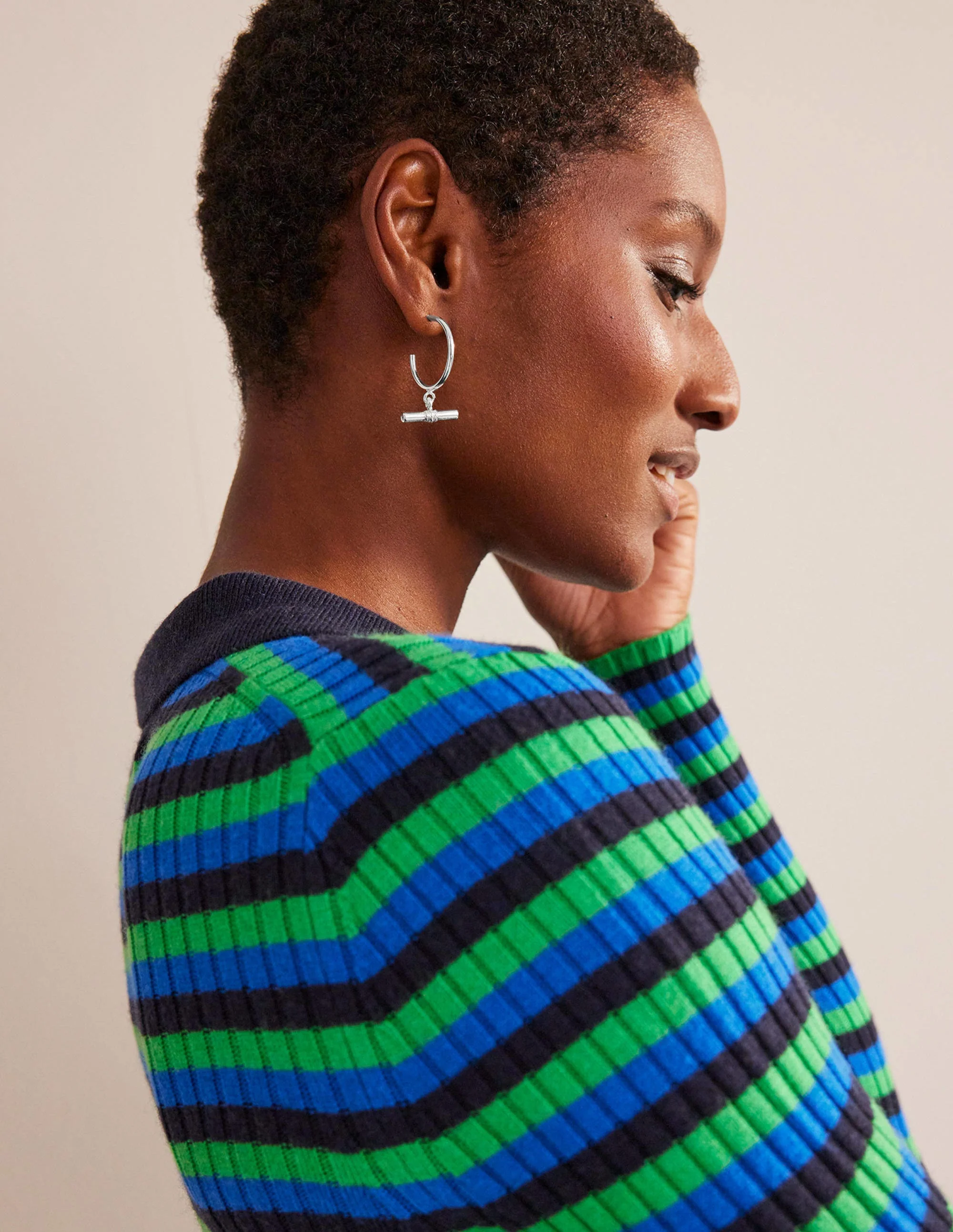 T-bar Hoop Earrings-Silver
